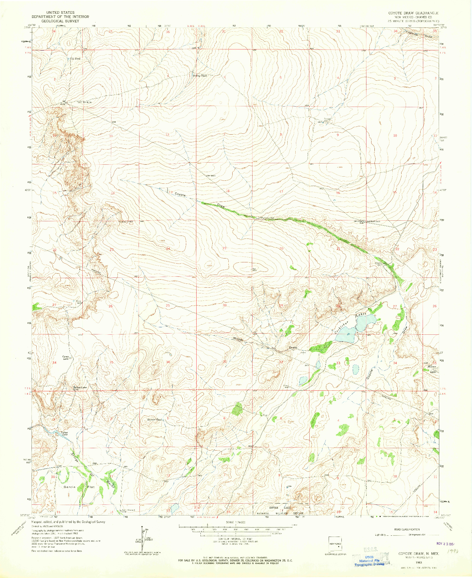 USGS 1:24000-SCALE QUADRANGLE FOR COYOTE DRAW, NM 1963