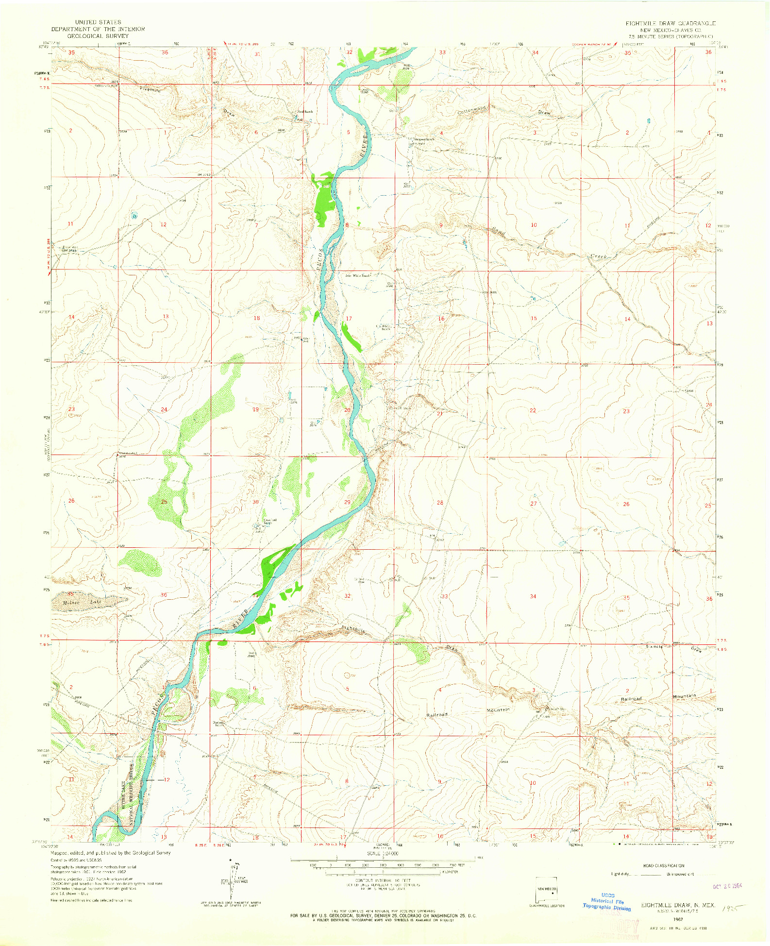 USGS 1:24000-SCALE QUADRANGLE FOR EIGHTMILE DRAW, NM 1962