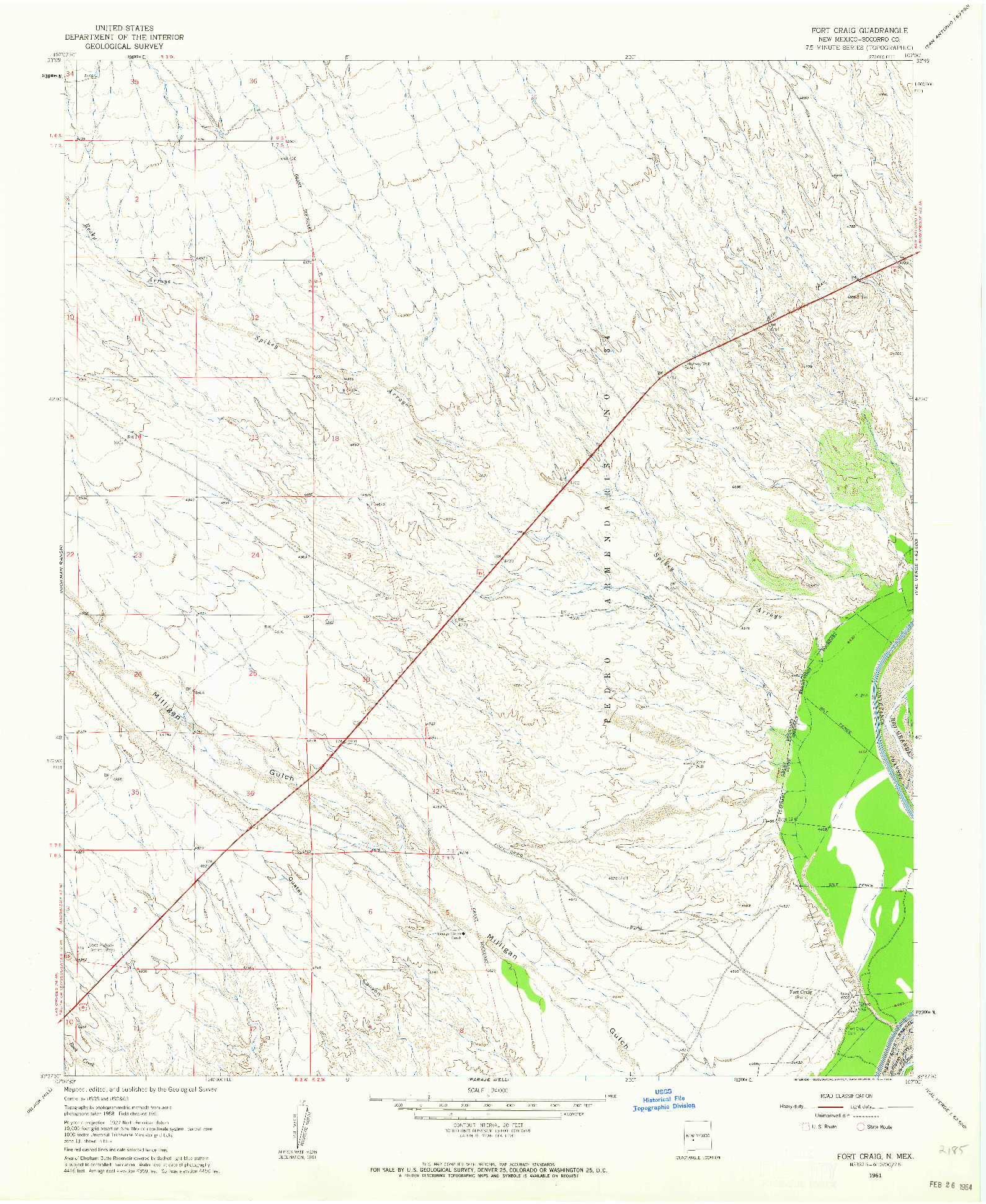 USGS 1:24000-SCALE QUADRANGLE FOR FORT CRAIG, NM 1961
