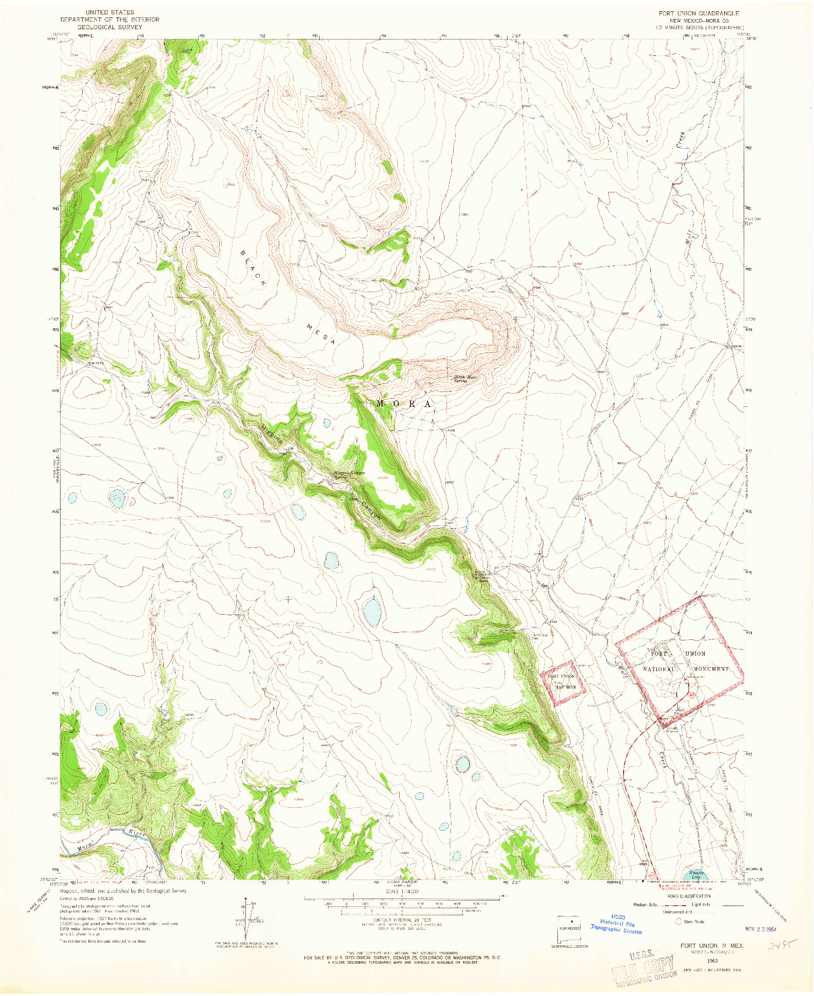 USGS 1:24000-SCALE QUADRANGLE FOR FORT UNION, NM 1963