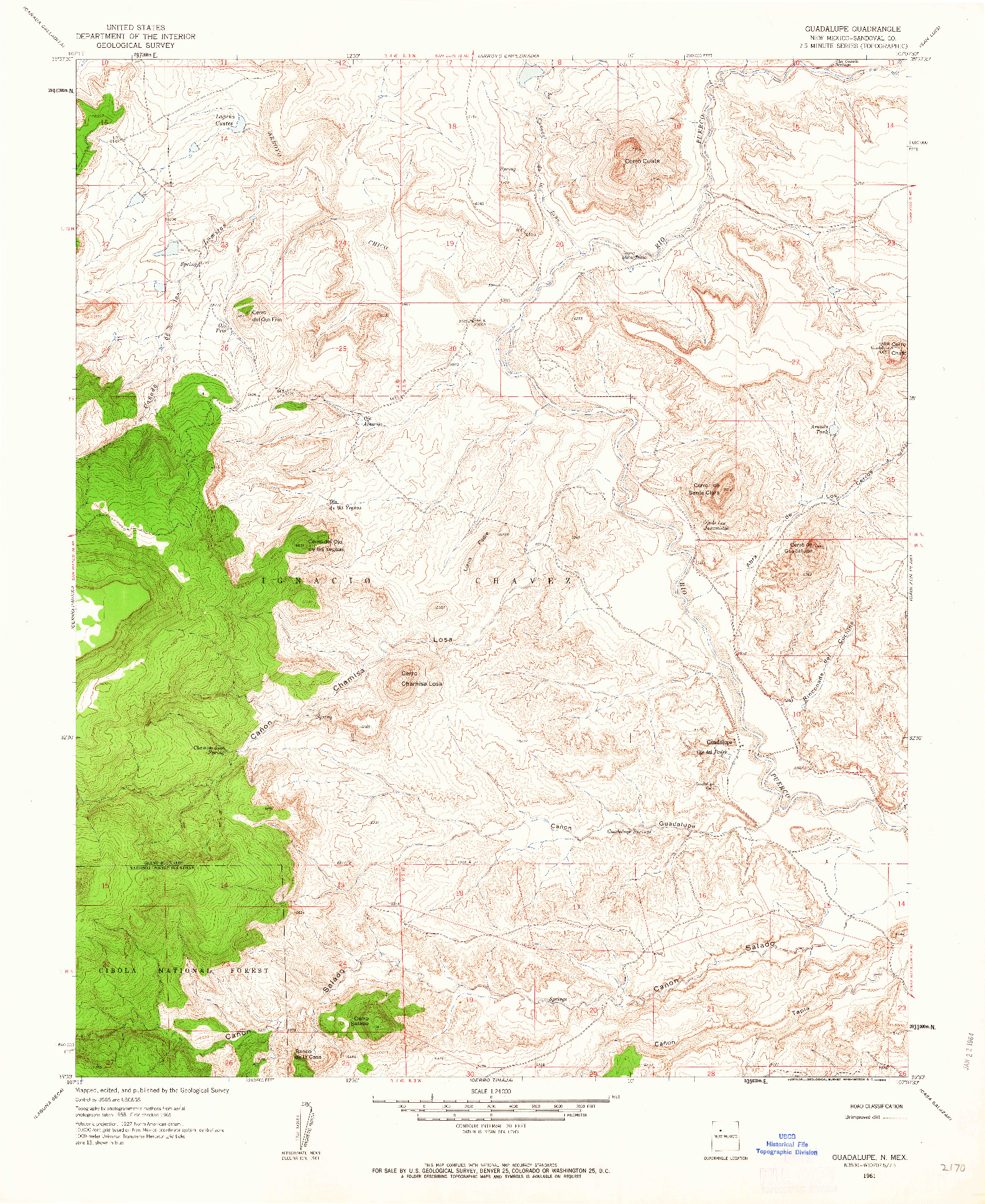 USGS 1:24000-SCALE QUADRANGLE FOR GUADALUPE, NM 1961