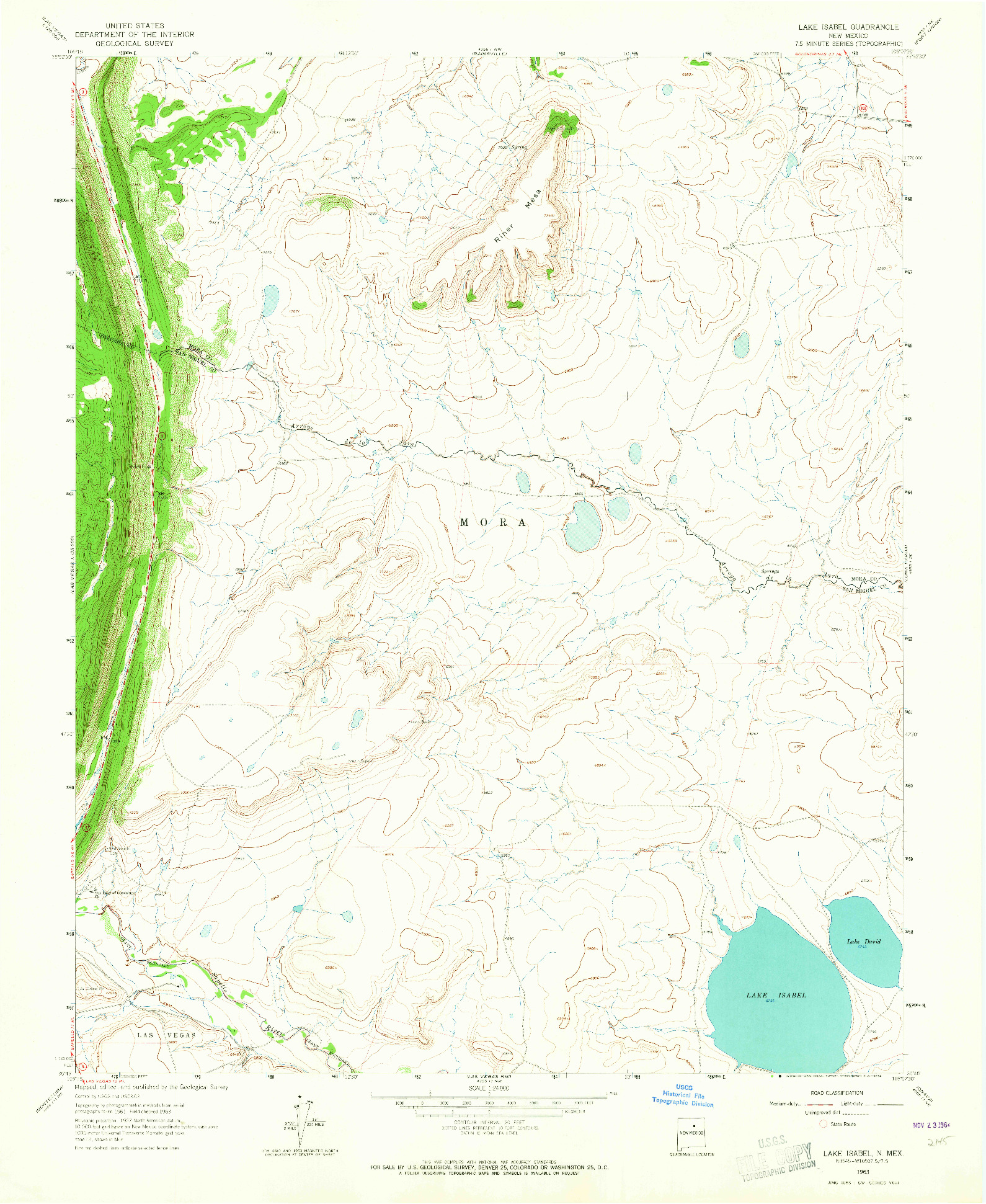 USGS 1:24000-SCALE QUADRANGLE FOR LAKE ISABEL, NM 1963