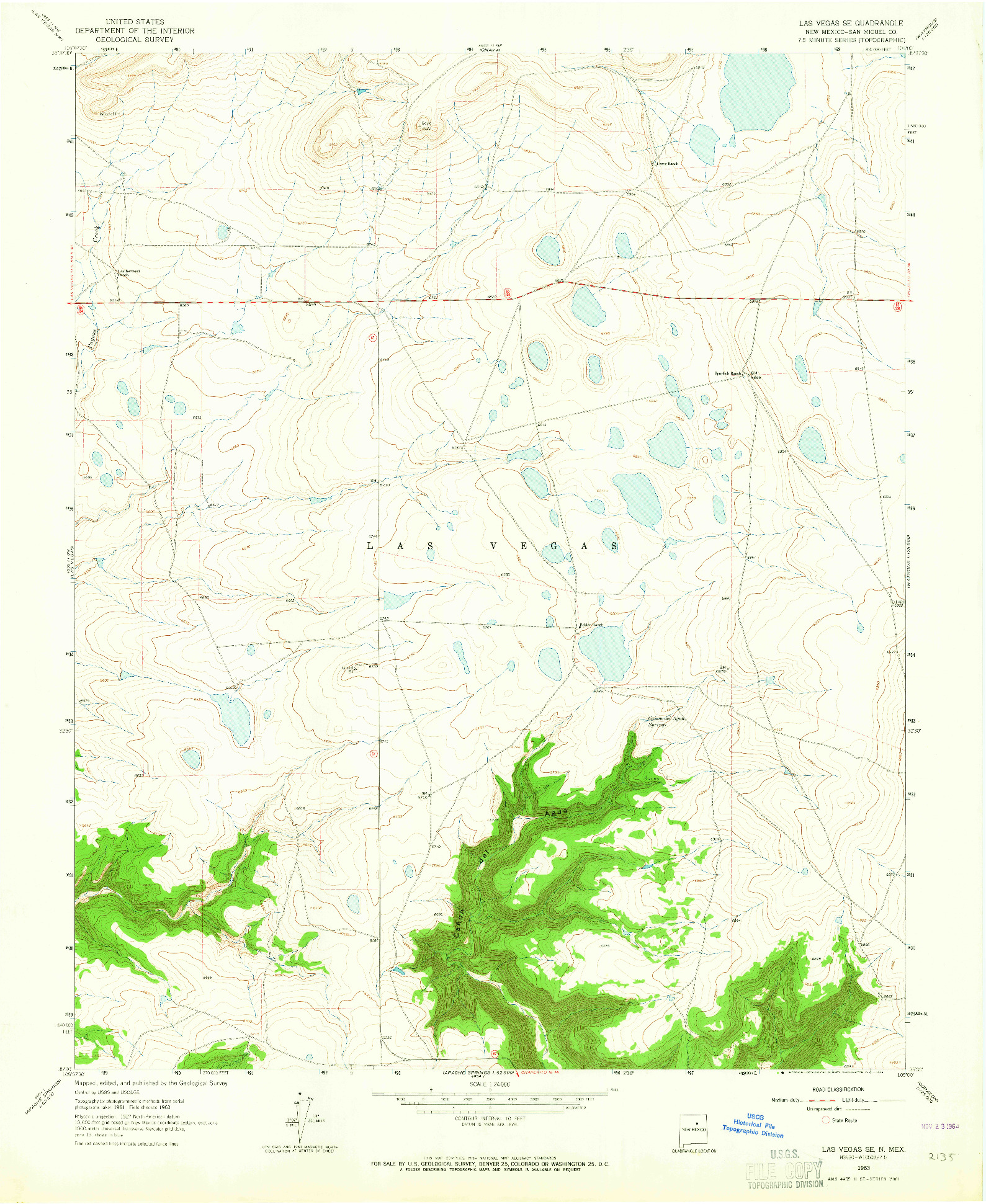 USGS 1:24000-SCALE QUADRANGLE FOR LAS VEGAS SE, NM 1963