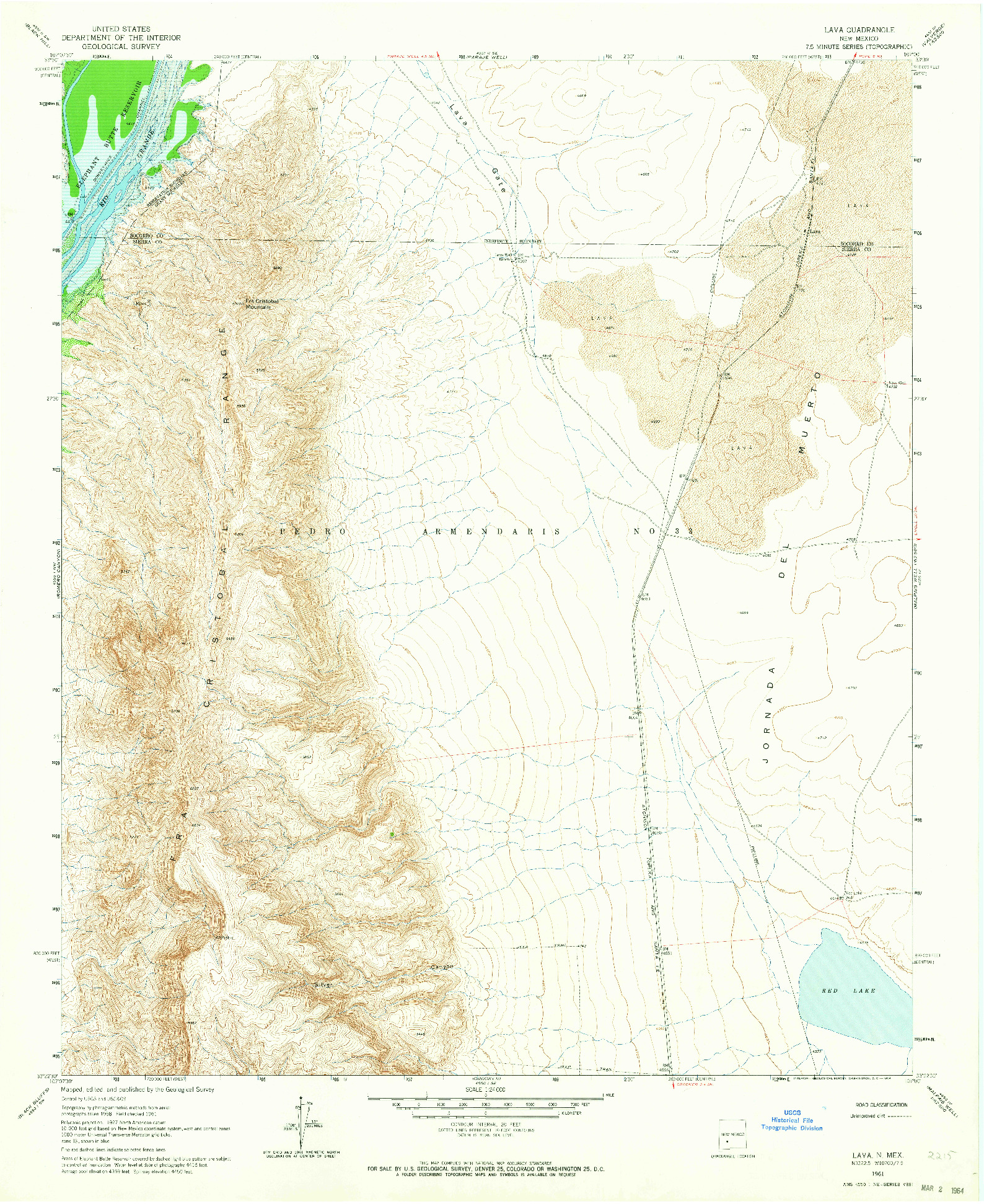 USGS 1:24000-SCALE QUADRANGLE FOR LAVA, NM 1961