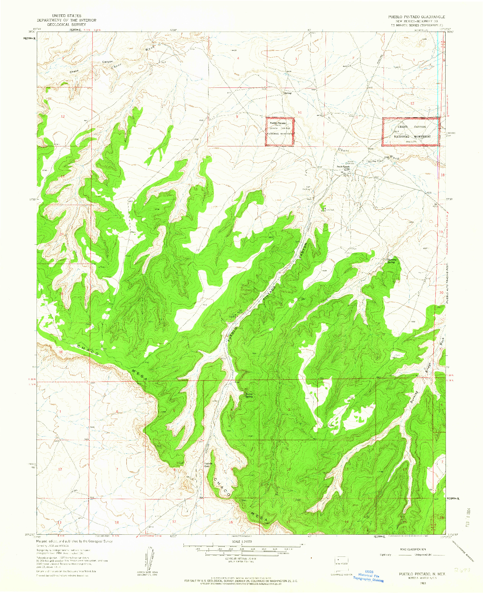 USGS 1:24000-SCALE QUADRANGLE FOR PUEBLO PINTADO, NM 1961