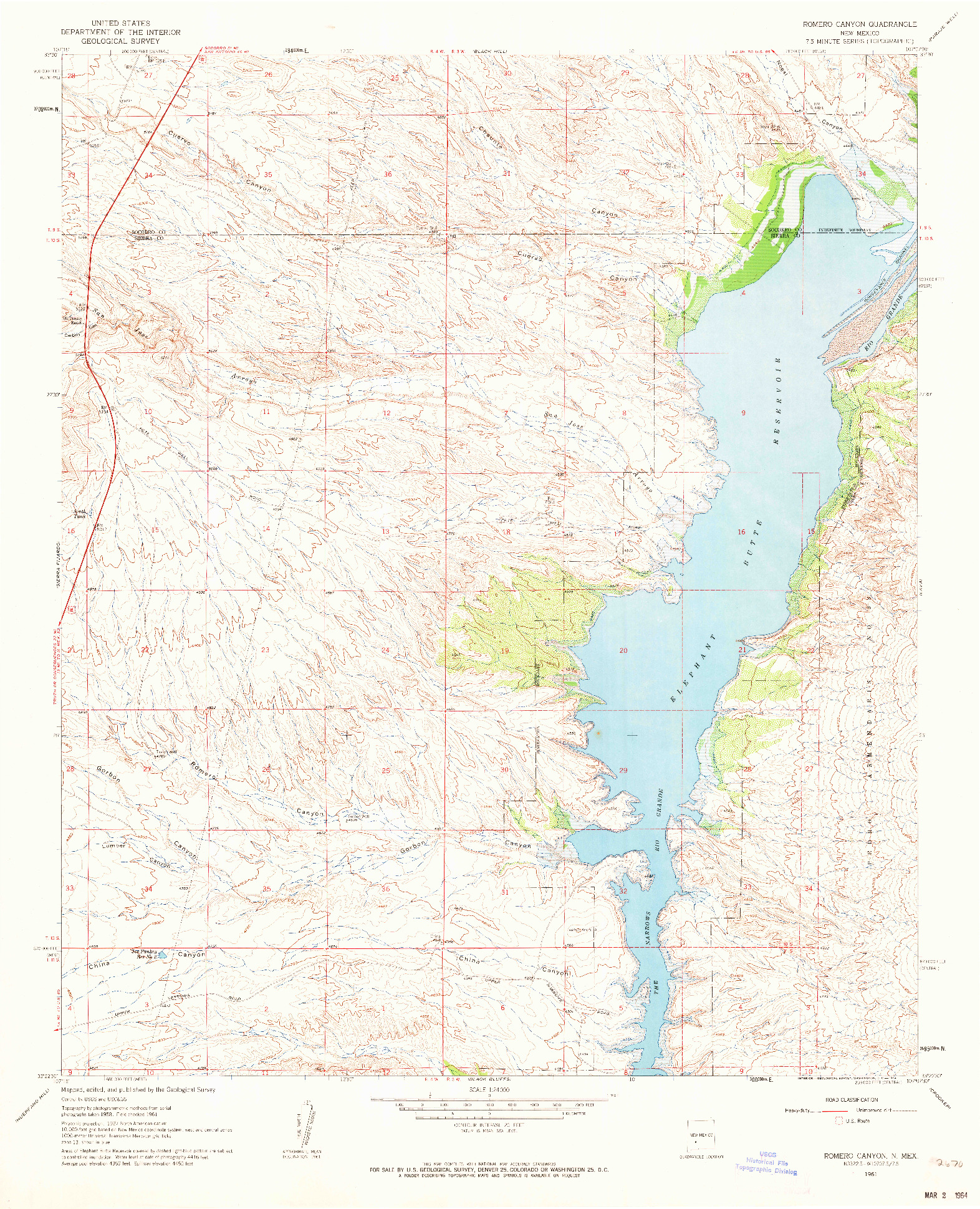 USGS 1:24000-SCALE QUADRANGLE FOR ROMERO CANYON, NM 1961
