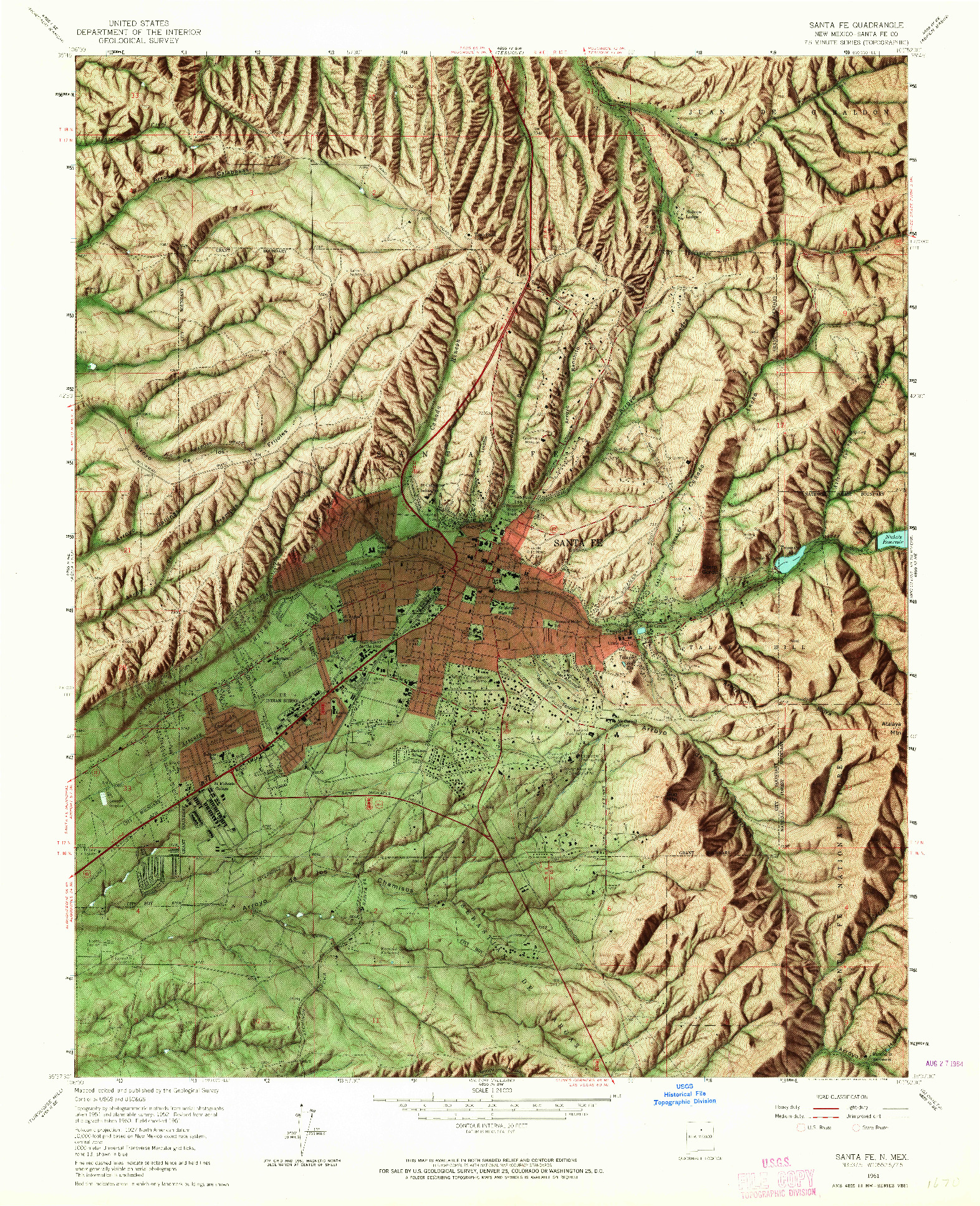 USGS 1:24000-SCALE QUADRANGLE FOR SANTA FE, NM 1961