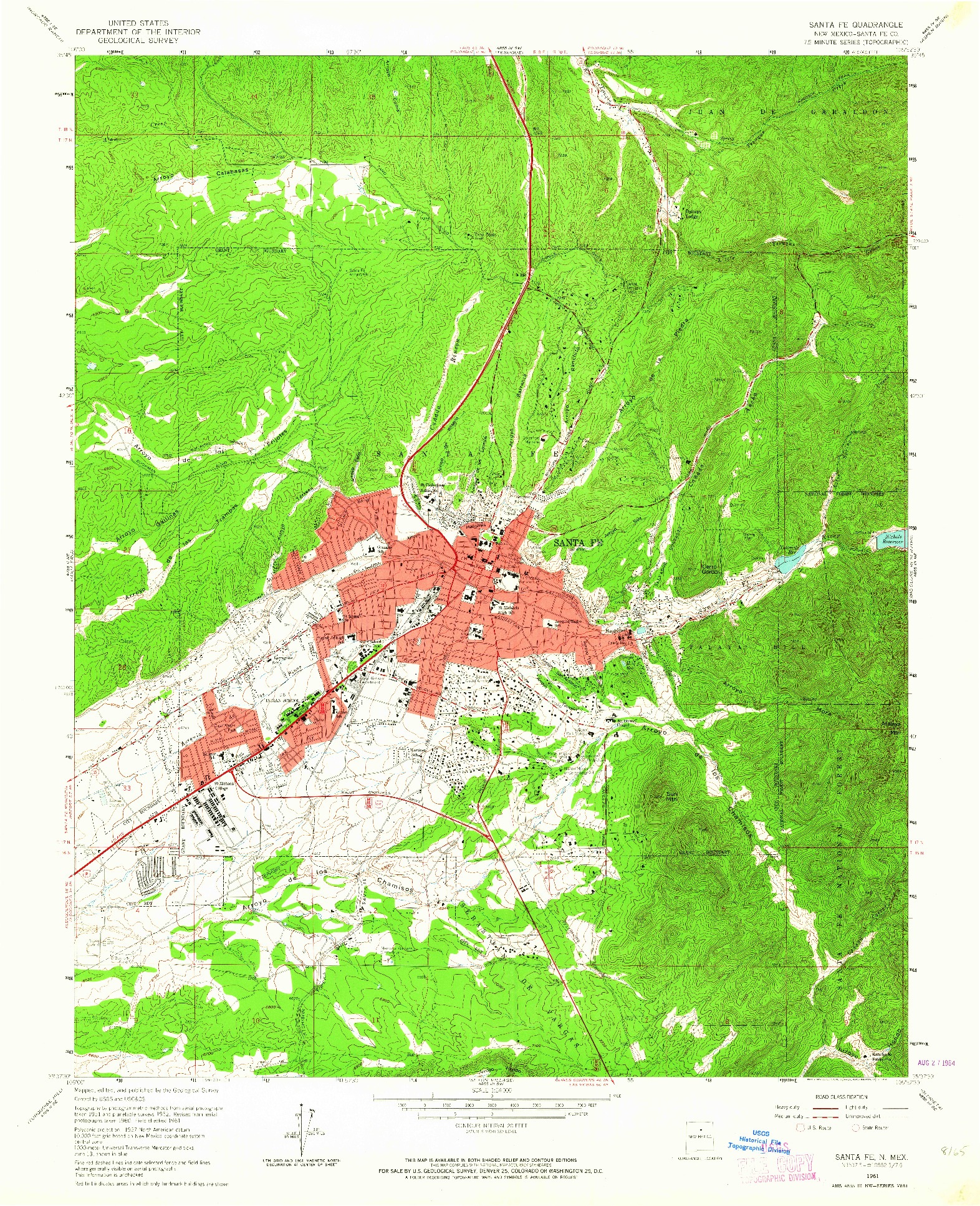 USGS 1:24000-SCALE QUADRANGLE FOR SANTA FE, NM 1961