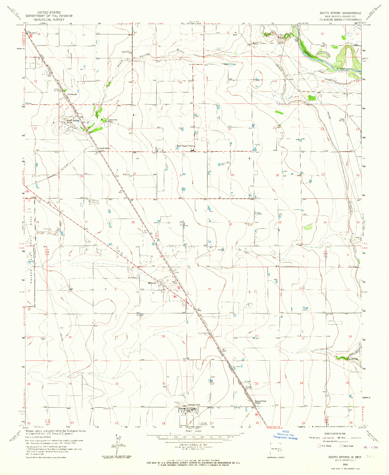 USGS 1:24000-SCALE QUADRANGLE FOR SOUTH SPRING, NM 1962