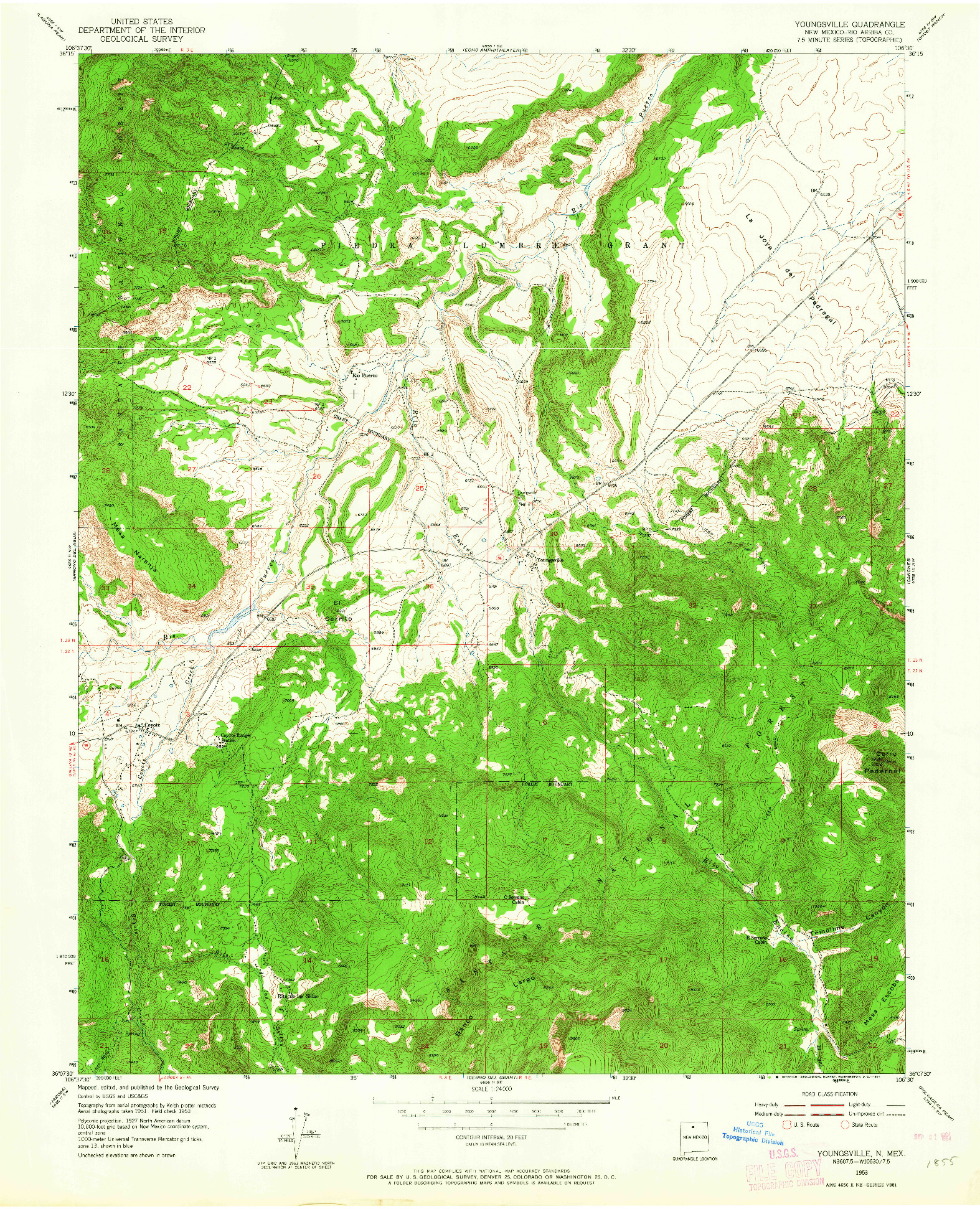 USGS 1:24000-SCALE QUADRANGLE FOR YOUNGSVILLE, NM 1953