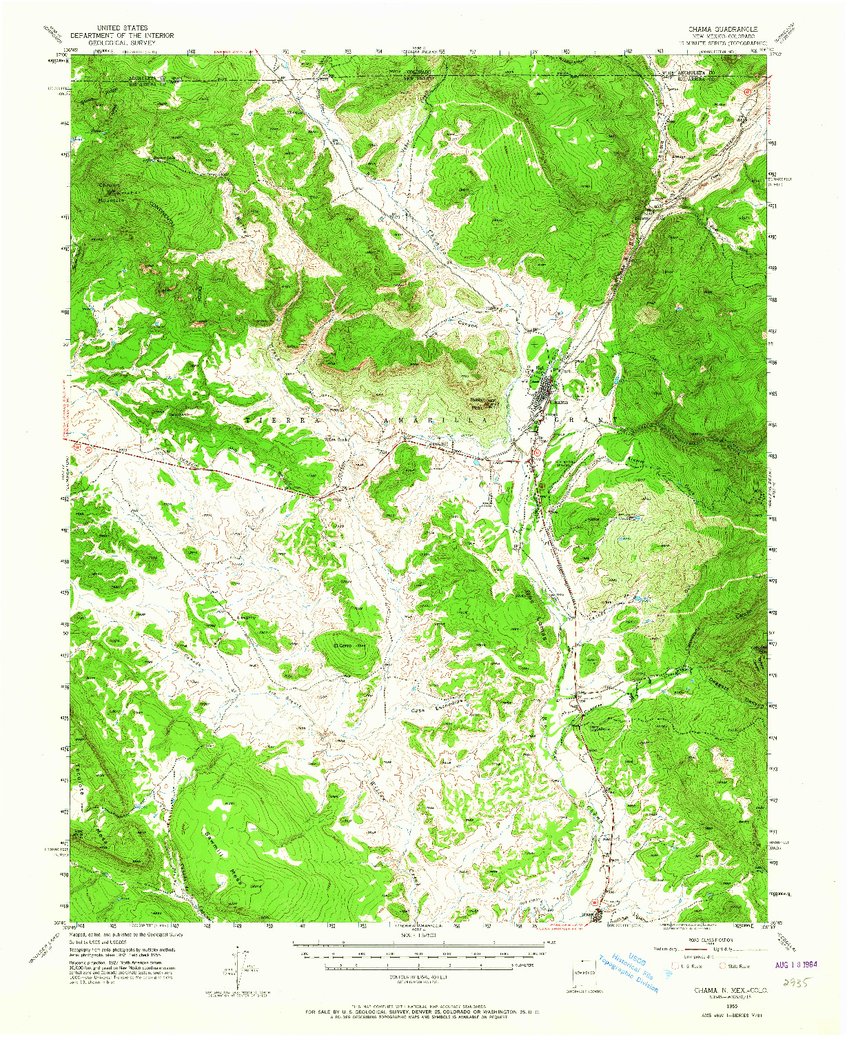 USGS 1:62500-SCALE QUADRANGLE FOR CHAMA, NM 1955