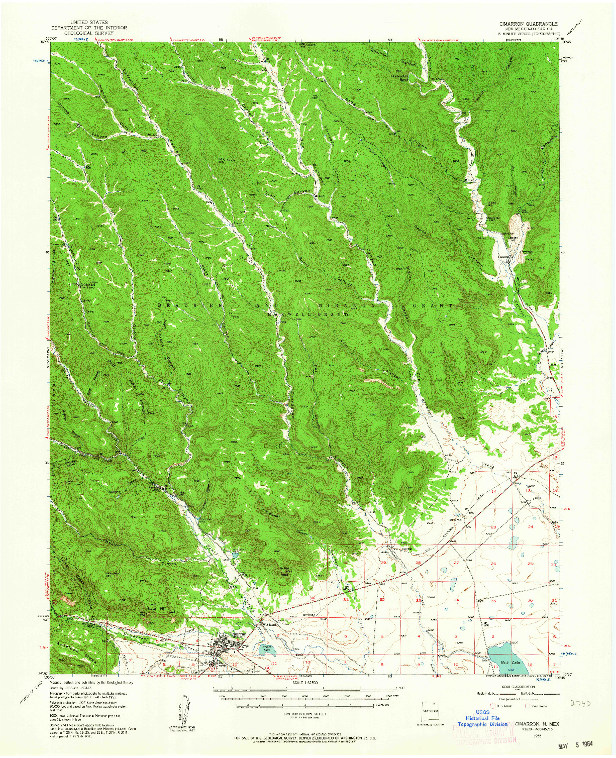 USGS 1:62500-SCALE QUADRANGLE FOR CIMARRON, NM 1955