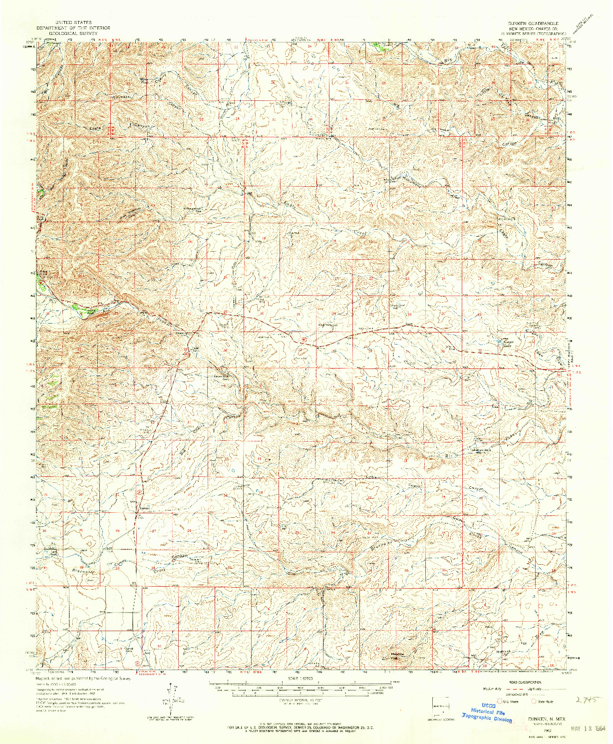 USGS 1:62500-SCALE QUADRANGLE FOR DUNKEN, NM 1962