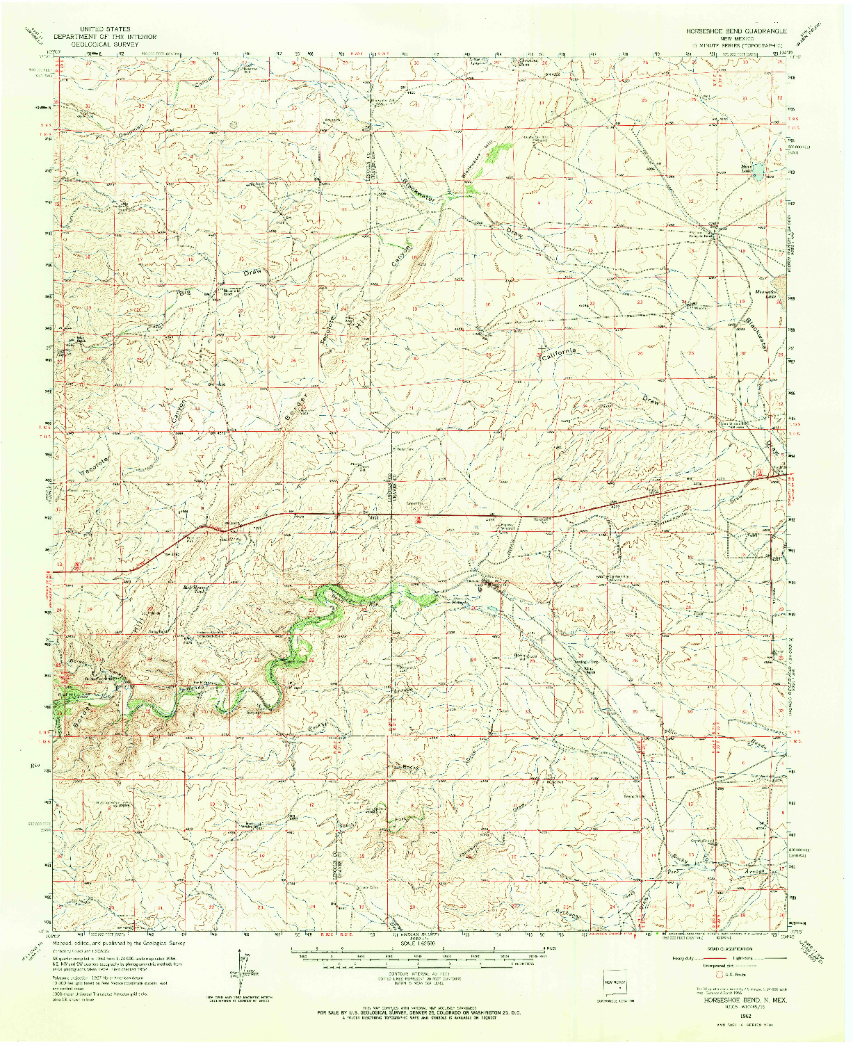 USGS 1:62500-SCALE QUADRANGLE FOR HORSESHOE BEND, NM 1962