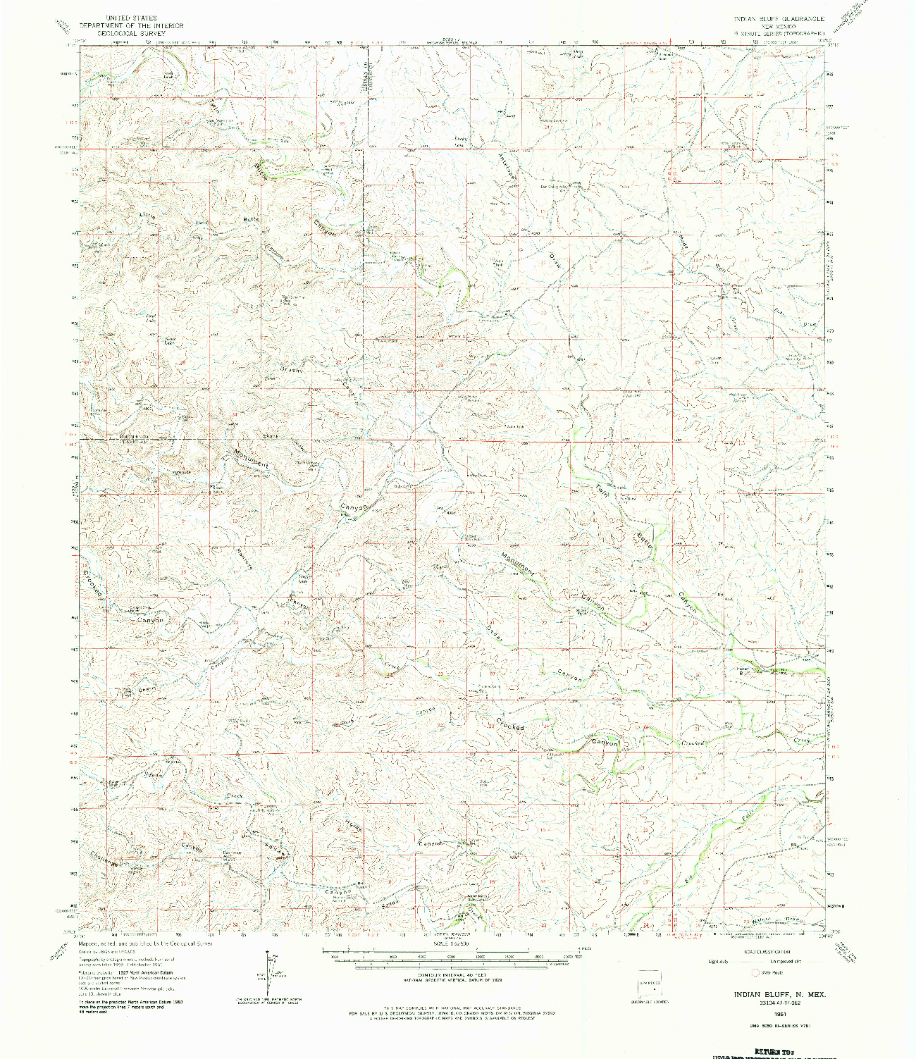 USGS 1:62500-SCALE QUADRANGLE FOR INDIAN BLUFF, NM 1961