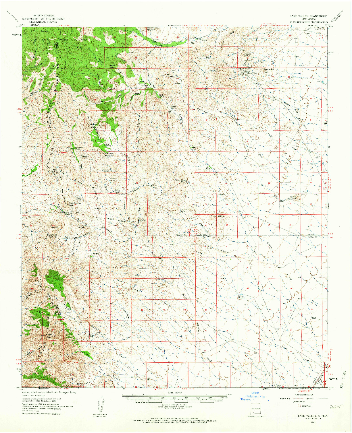 USGS 1:62500-SCALE QUADRANGLE FOR LAKE VALLEY, NM 1962