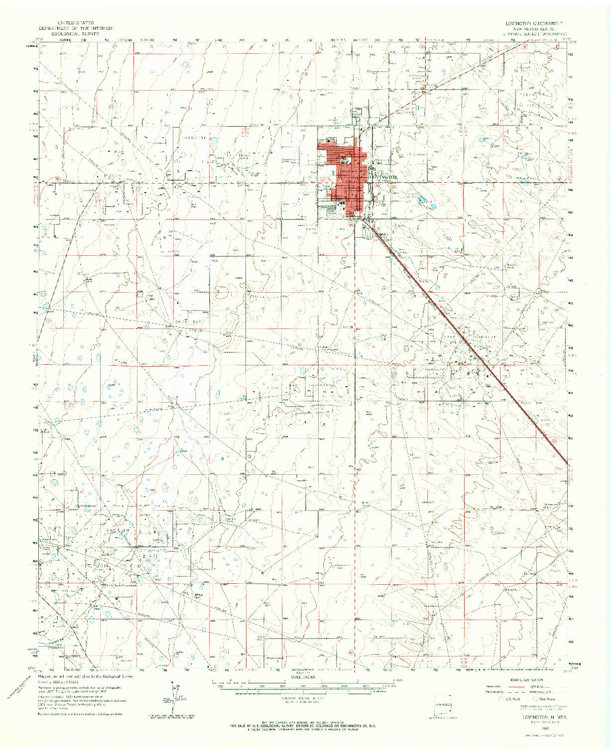 USGS 1:62500-SCALE QUADRANGLE FOR LOVINGTON, NM 1962