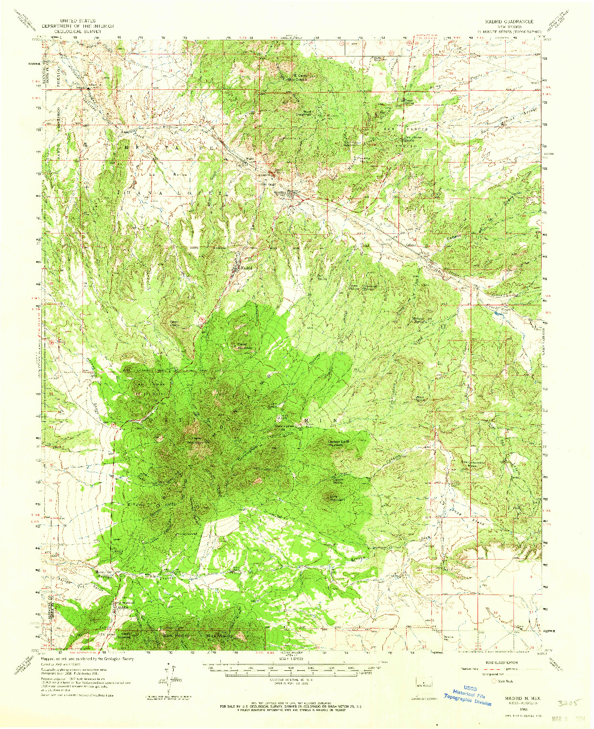 USGS 1:62500-SCALE QUADRANGLE FOR MADRID, NM 1961