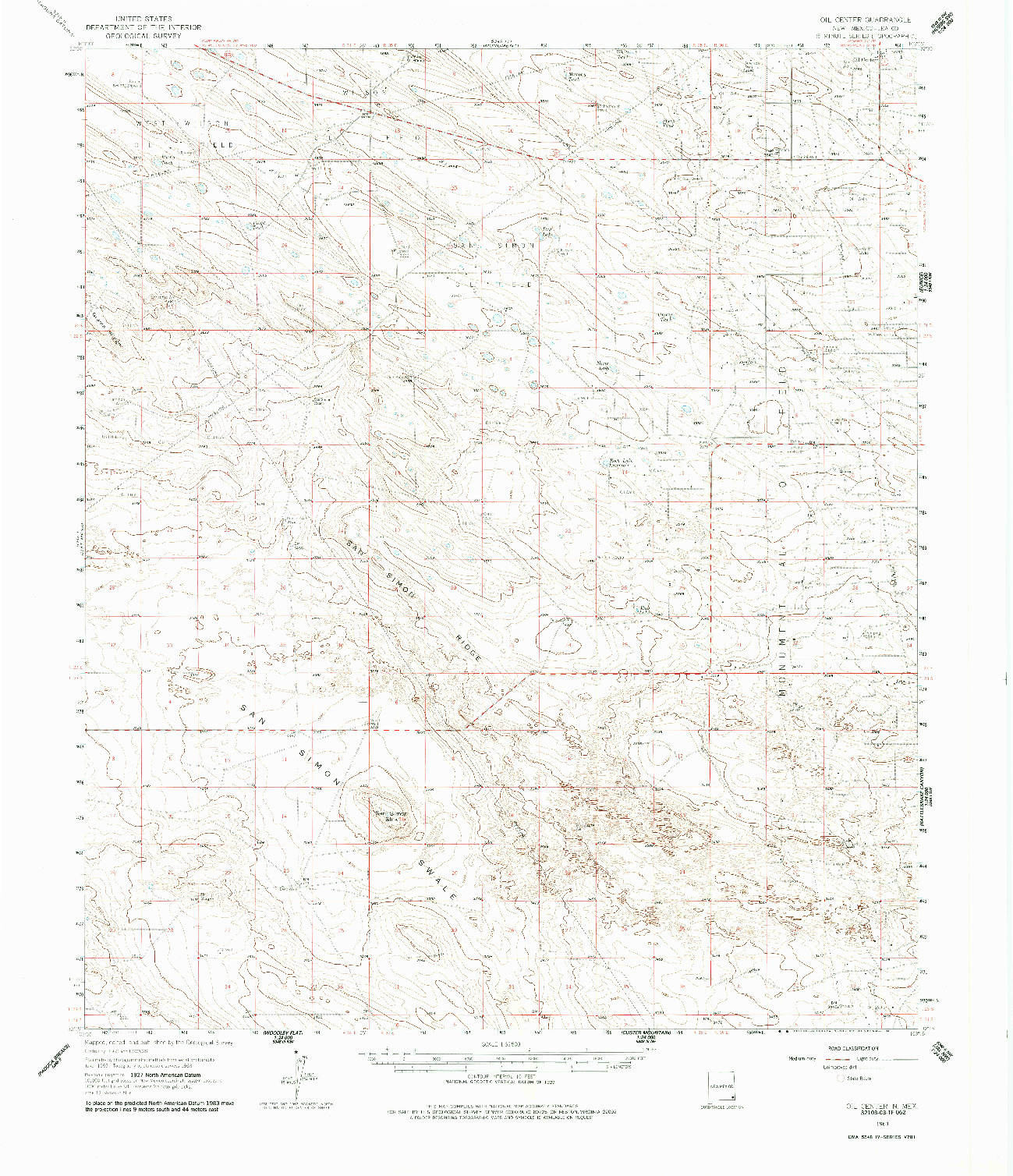USGS 1:62500-SCALE QUADRANGLE FOR OIL CENTER, NM 1963
