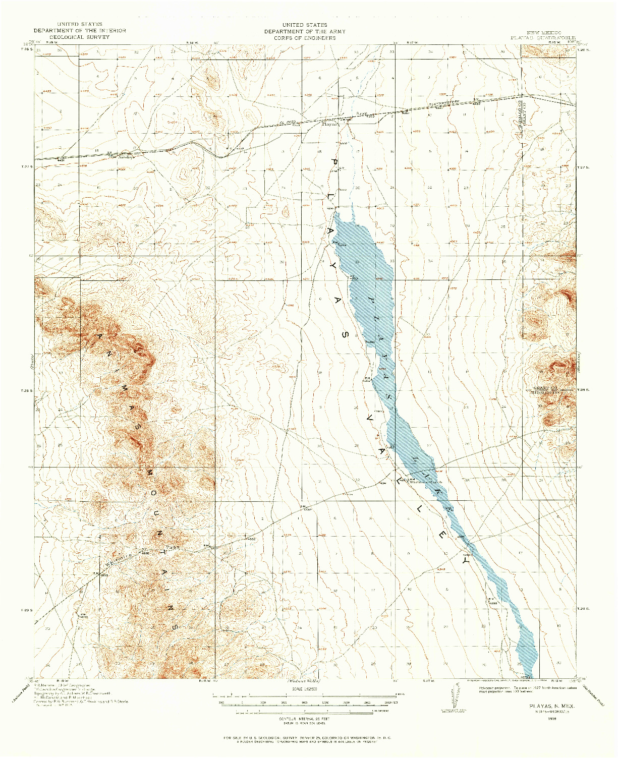 USGS 1:62500-SCALE QUADRANGLE FOR PLAYAS, NM 1918