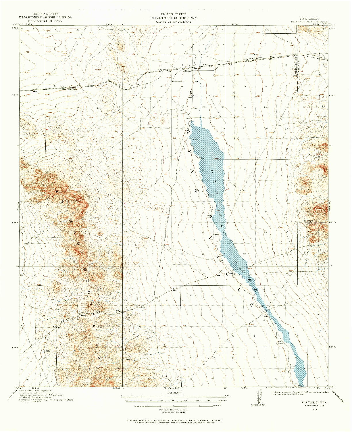 USGS 1:62500-SCALE QUADRANGLE FOR PLAYAS, NM 1918