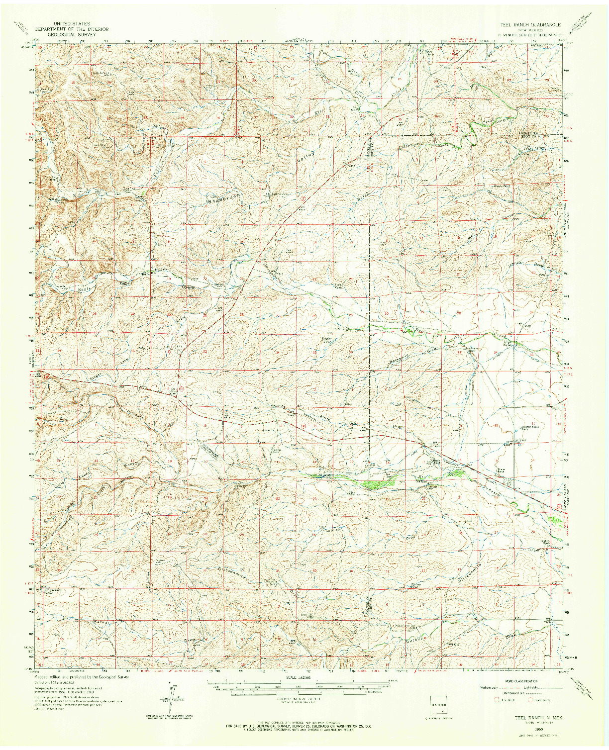 USGS 1:62500-SCALE QUADRANGLE FOR TEEL RANCH, NM 1960