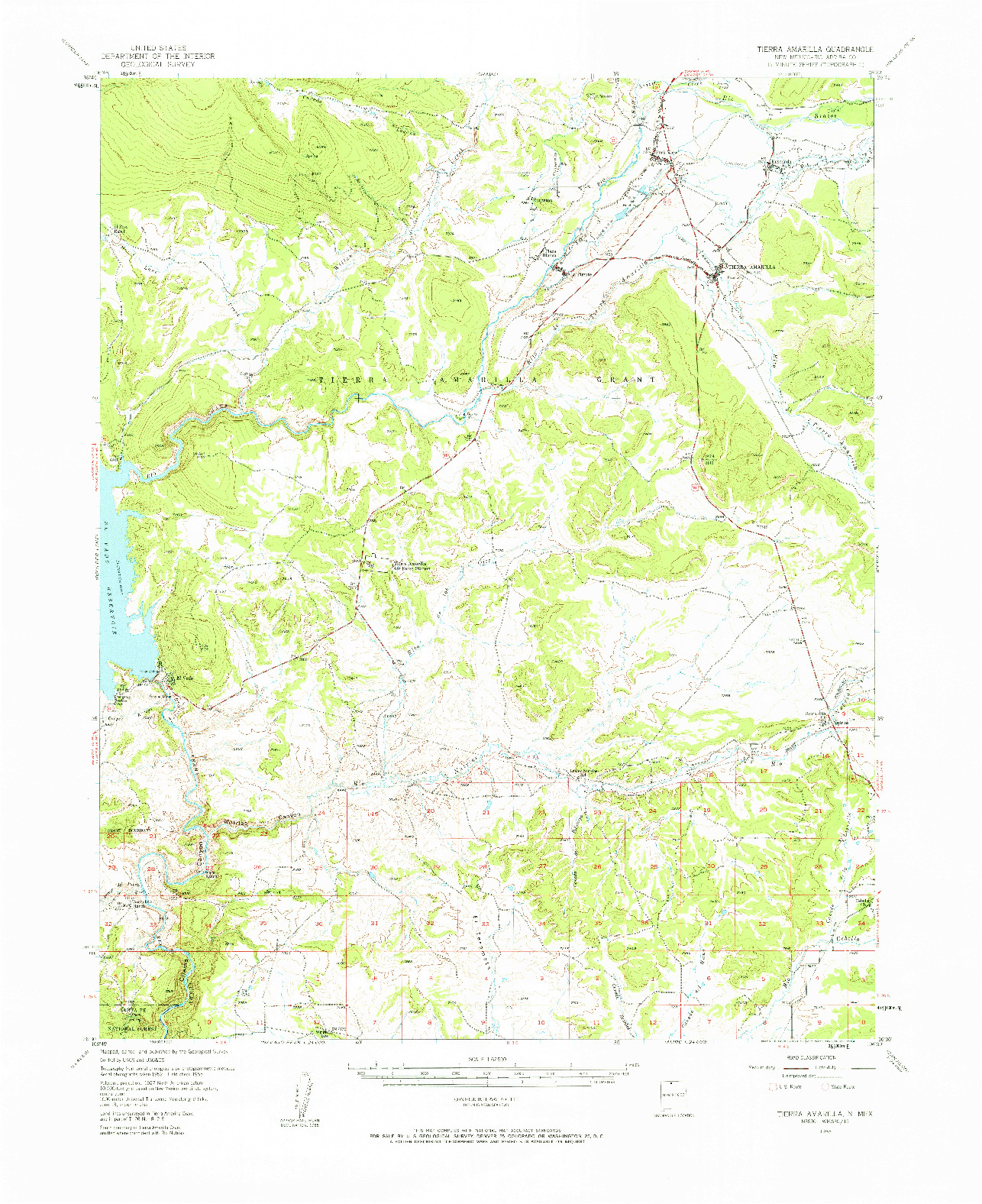 USGS 1:62500-SCALE QUADRANGLE FOR TIERRA AMARILLA, NM 1955