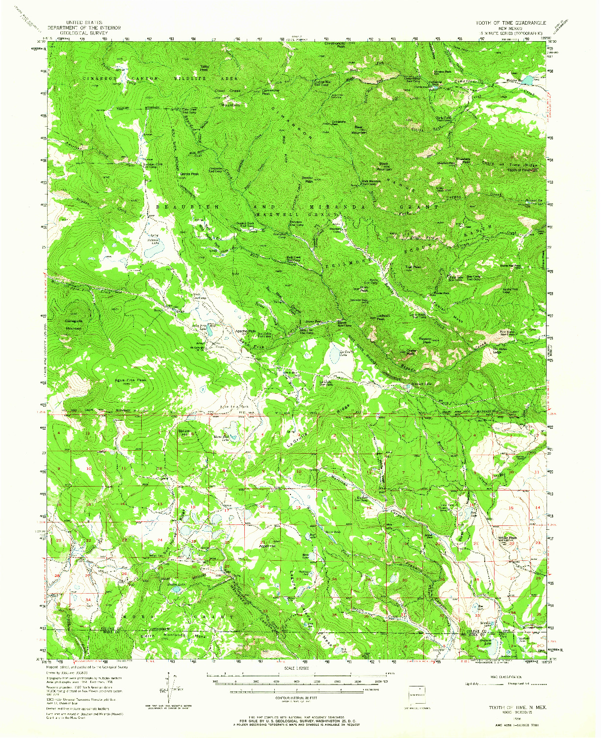 USGS 1:62500-SCALE QUADRANGLE FOR TOOTH OF TIME, NM 1956