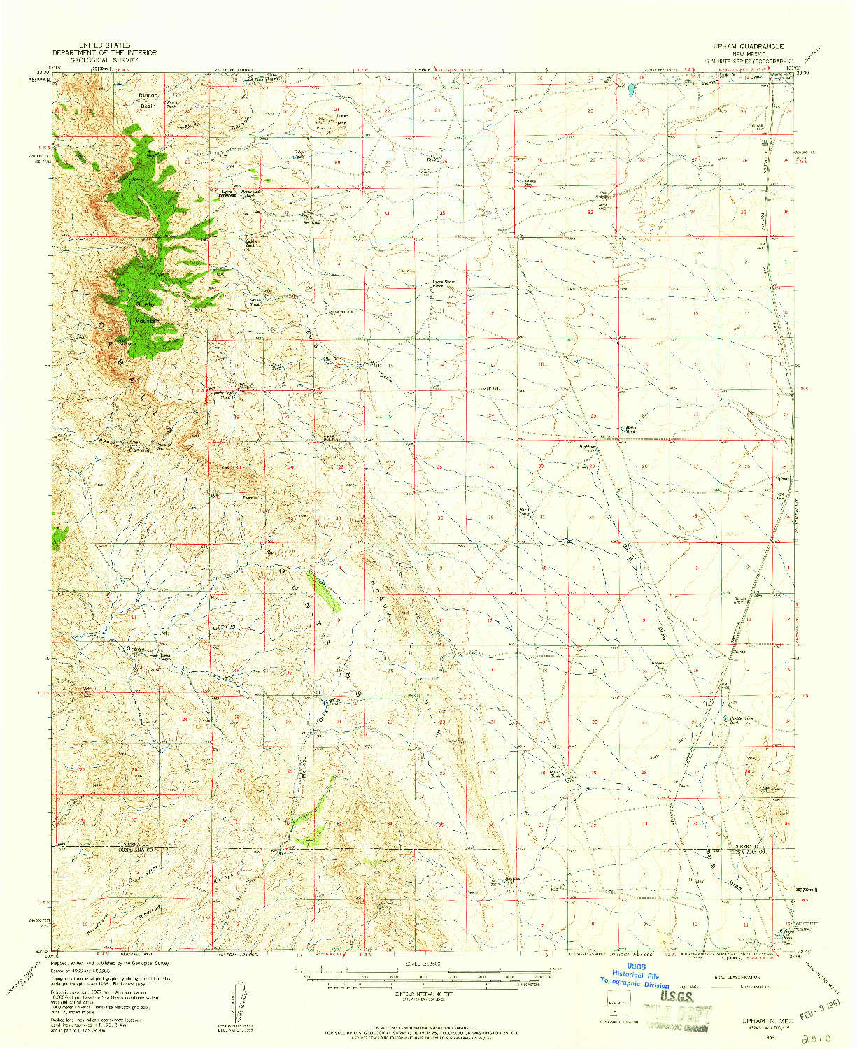 USGS 1:62500-SCALE QUADRANGLE FOR UPHAM, NM 1959