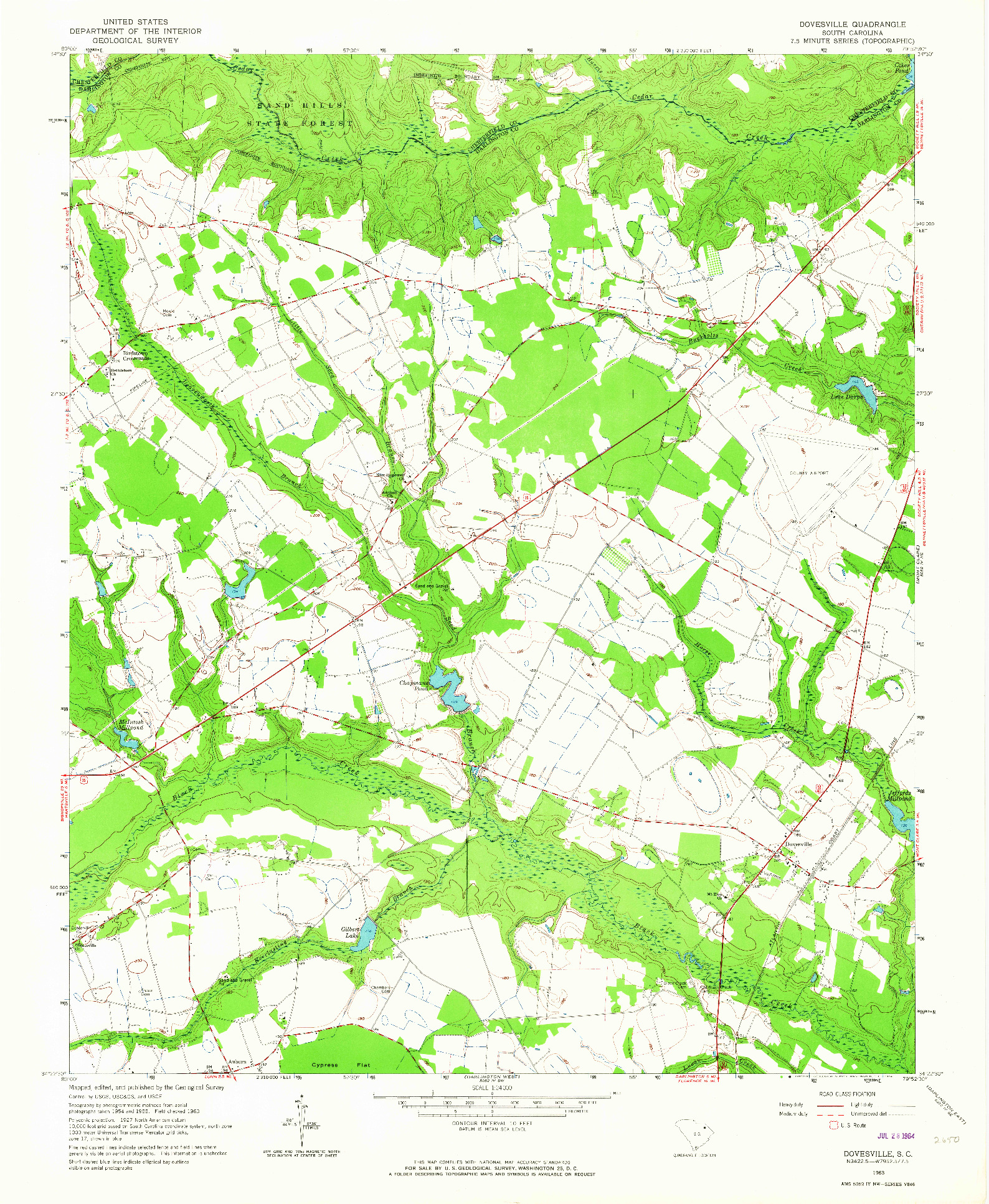 USGS 1:24000-SCALE QUADRANGLE FOR DOVESVILLE, SC 1963