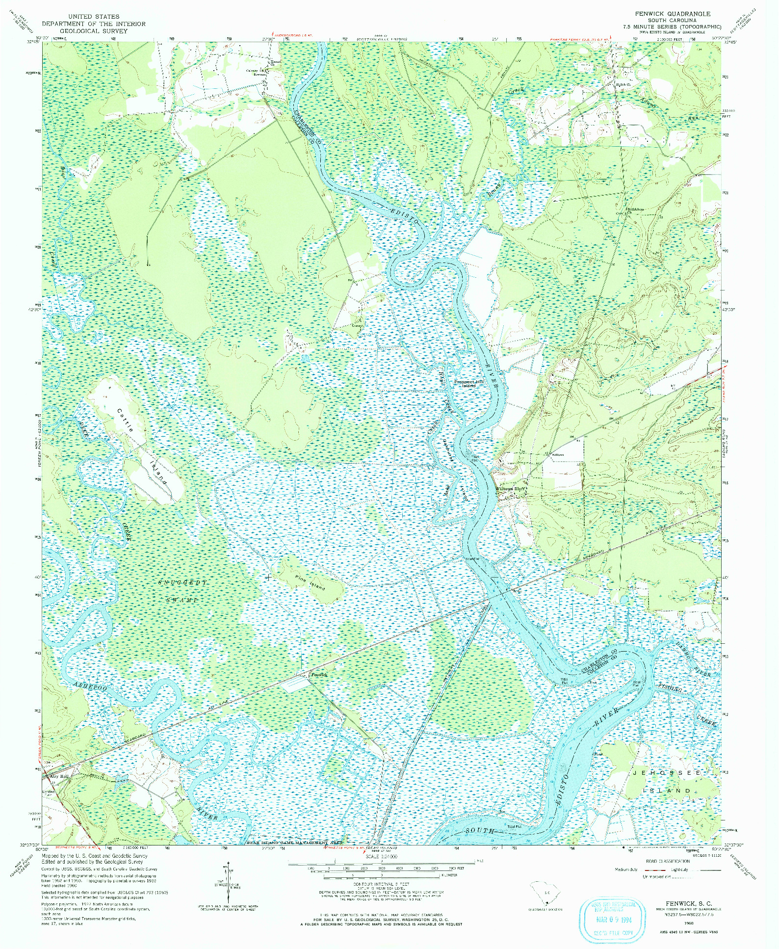 USGS 1:24000-SCALE QUADRANGLE FOR FENWICK, SC 1960