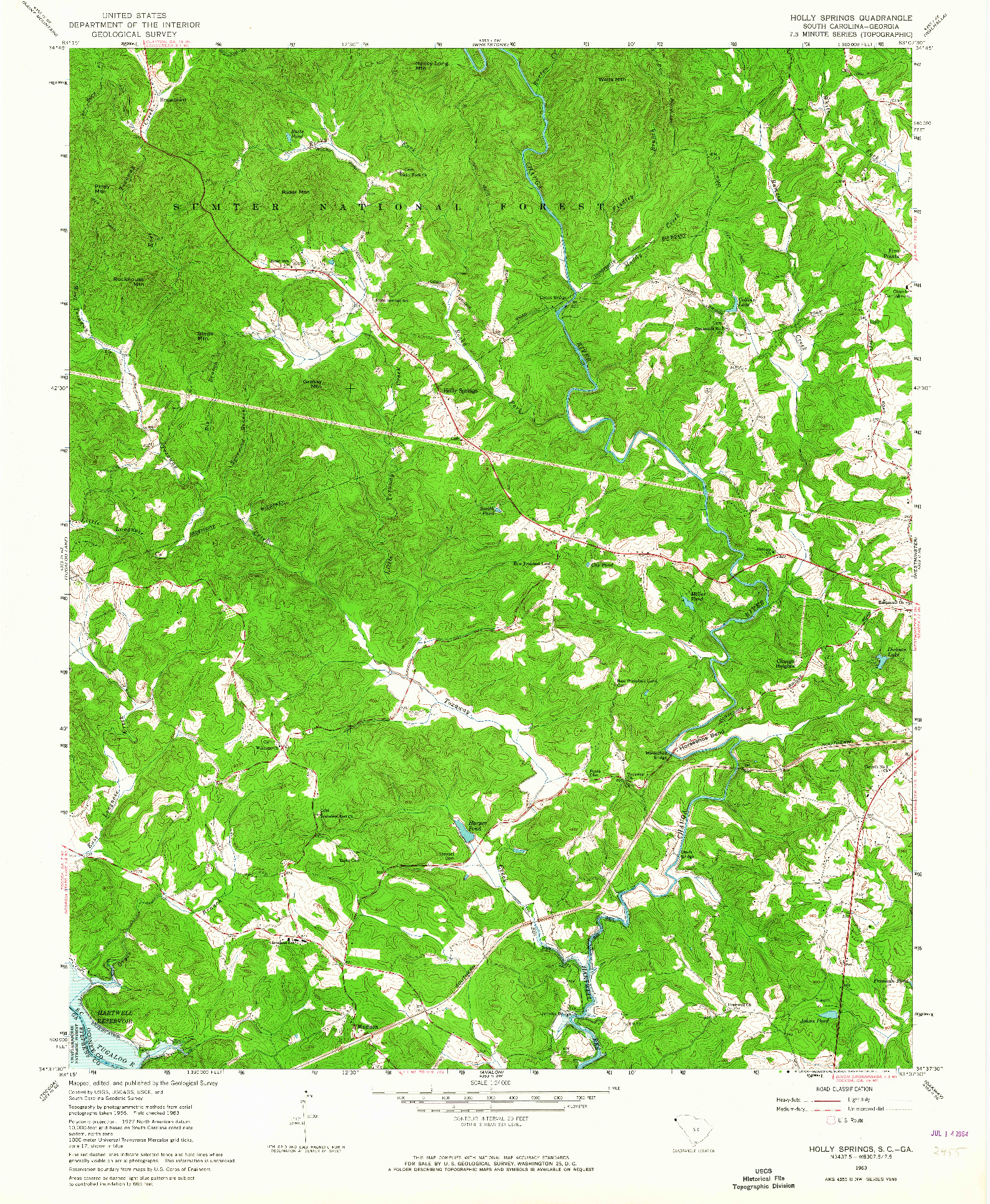 USGS 1:24000-SCALE QUADRANGLE FOR HOLLY SPRINGS, SC 1963