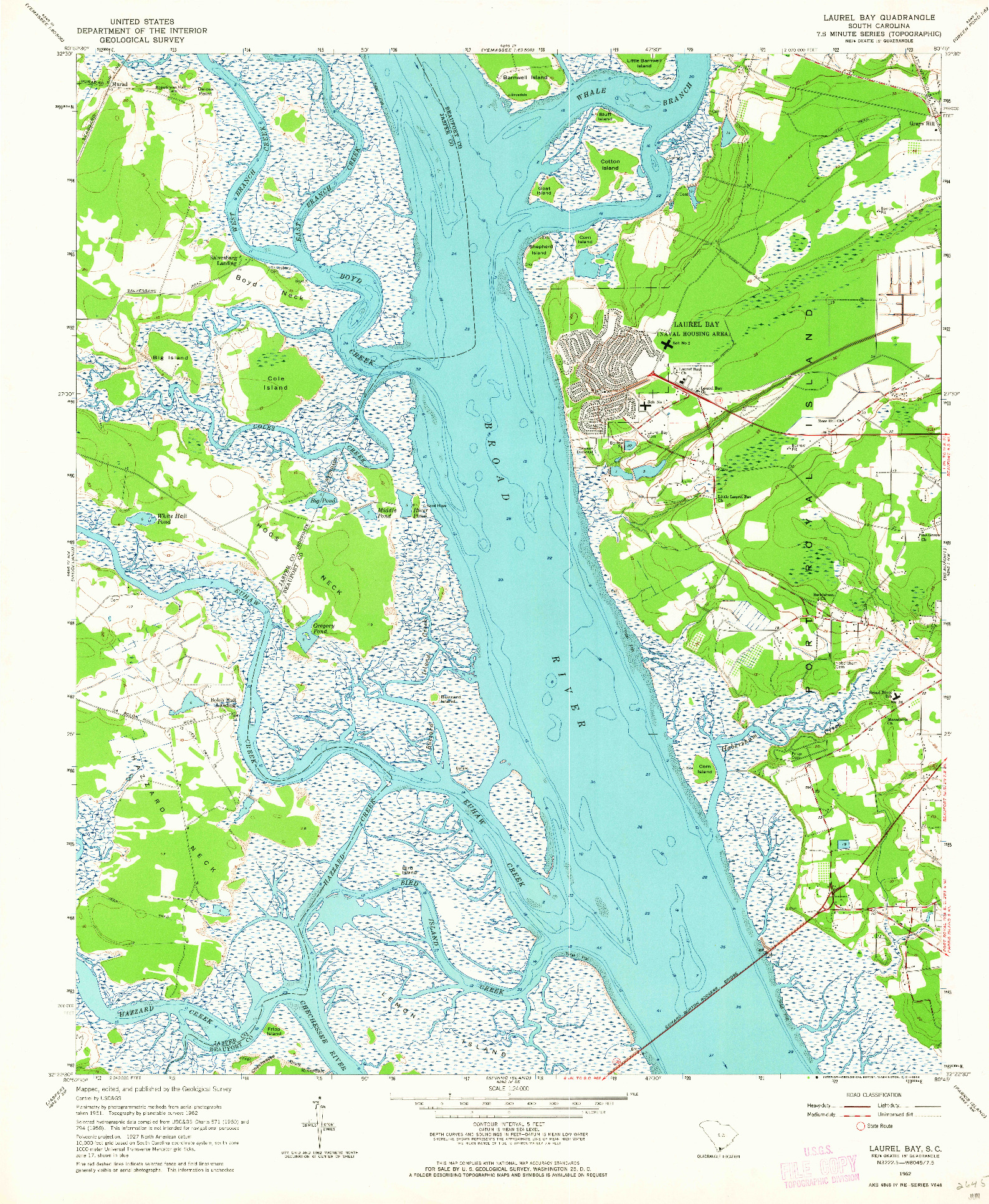 USGS 1:24000-SCALE QUADRANGLE FOR LAUREL BAY, SC 1962