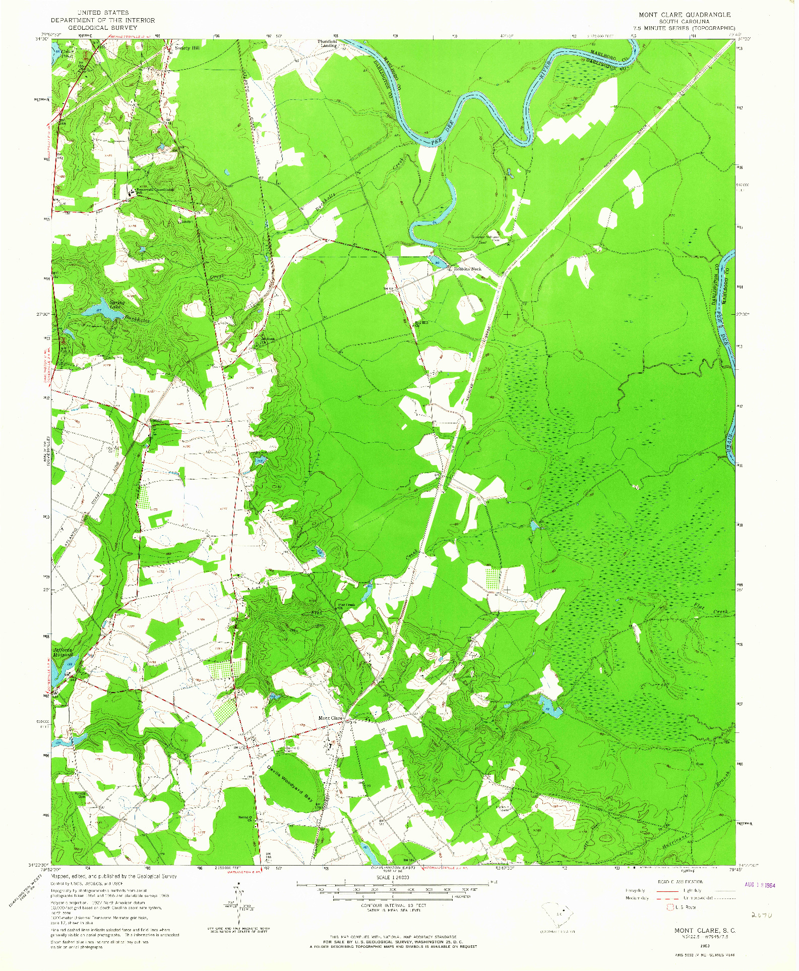 USGS 1:24000-SCALE QUADRANGLE FOR MONT CLARE, SC 1963