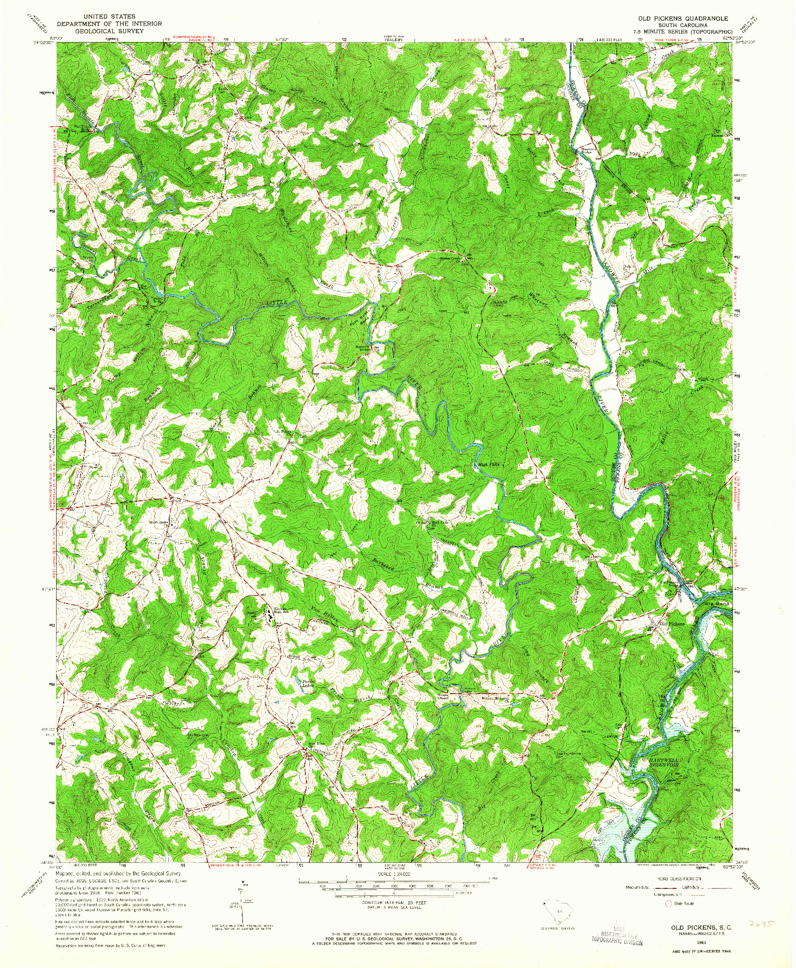 USGS 1:24000-SCALE QUADRANGLE FOR OLD PICKENS, SC 1961