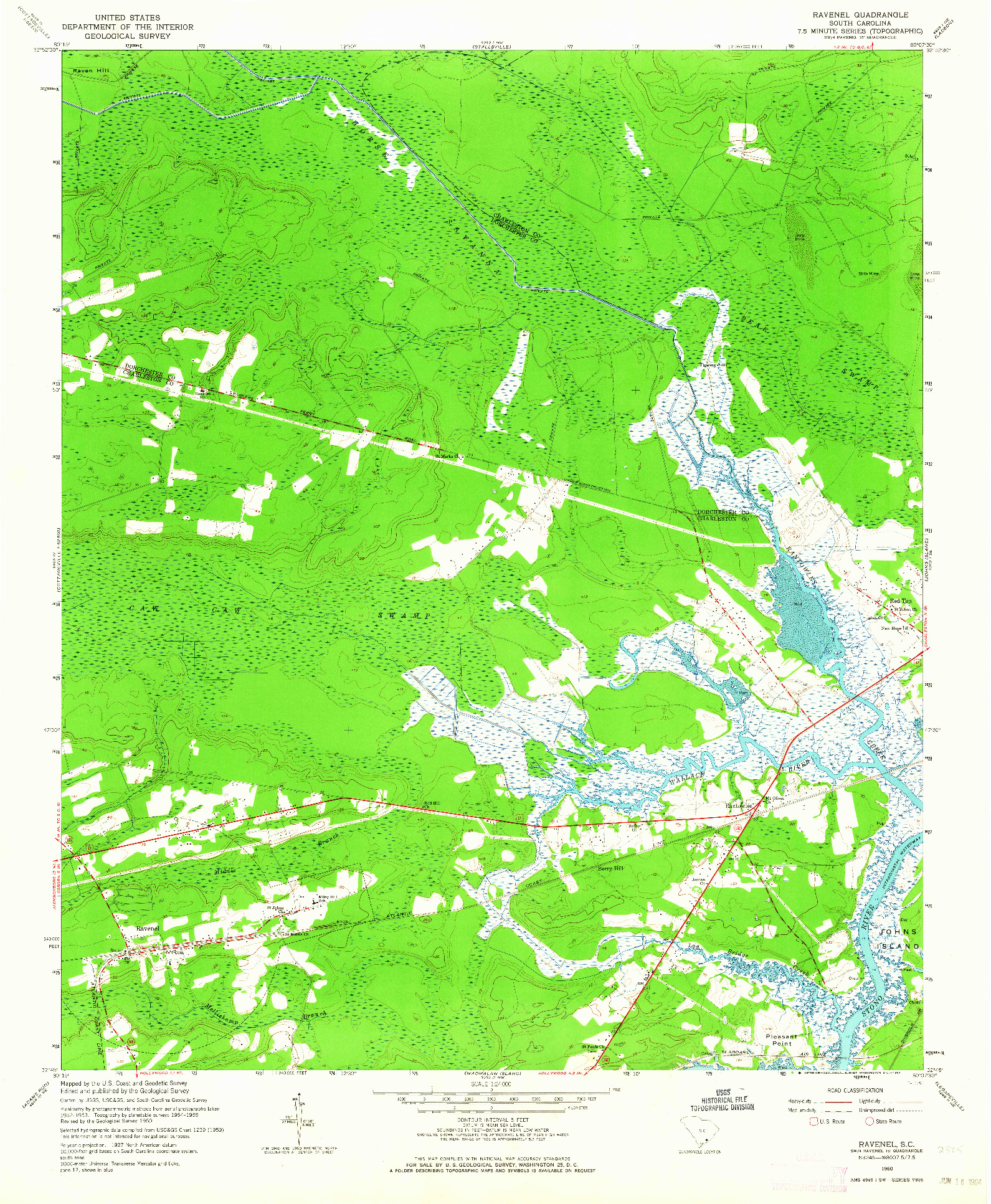 USGS 1:24000-SCALE QUADRANGLE FOR RAVENEL, SC 1960