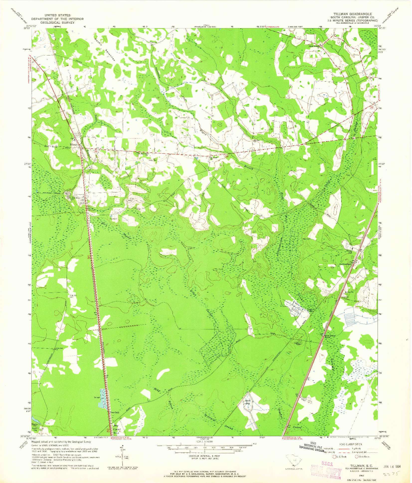 USGS 1:24000-SCALE QUADRANGLE FOR TILLMAN, SC 1962