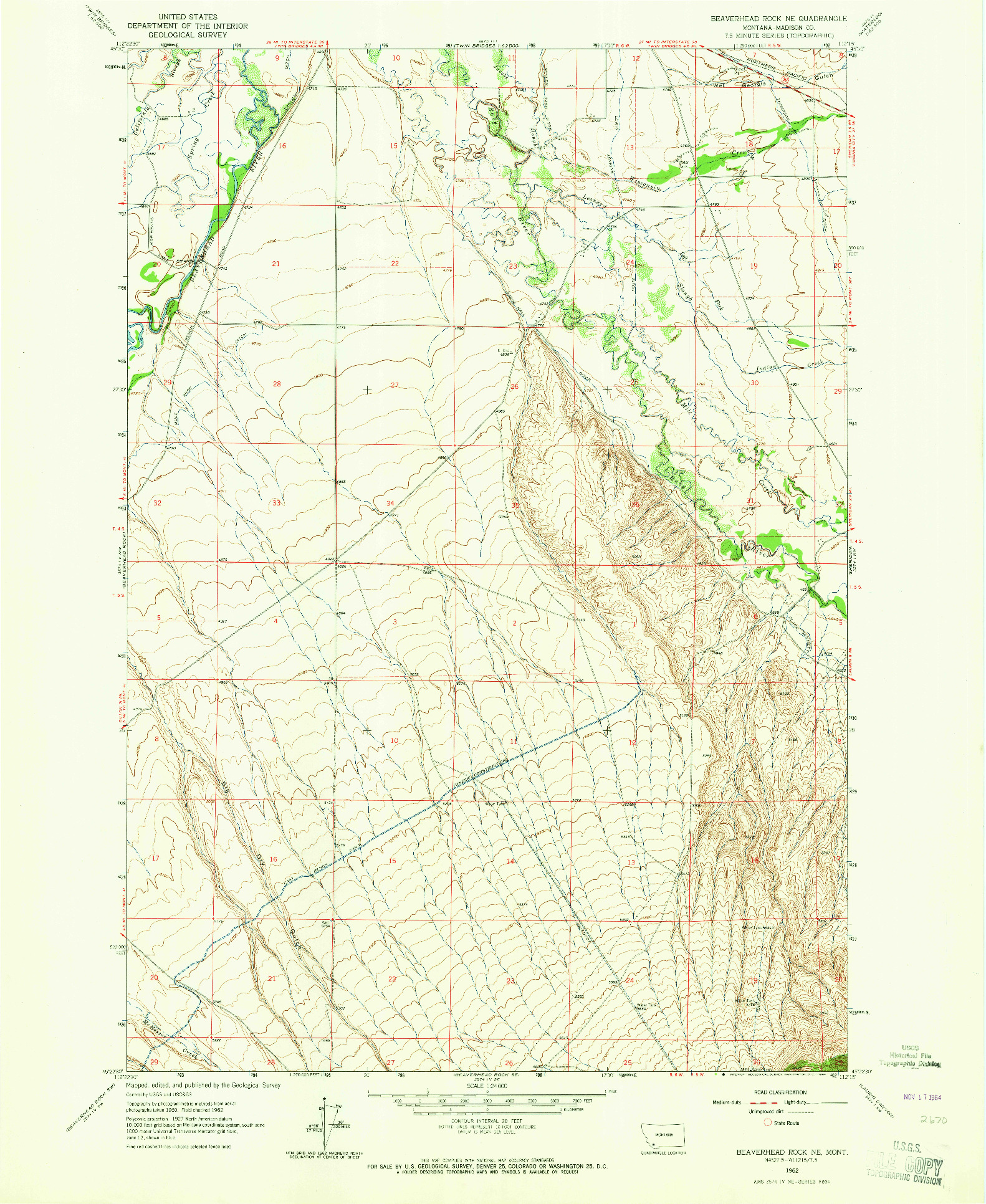 USGS 1:24000-SCALE QUADRANGLE FOR BEAVERHEAD ROCK NE, MT 1962
