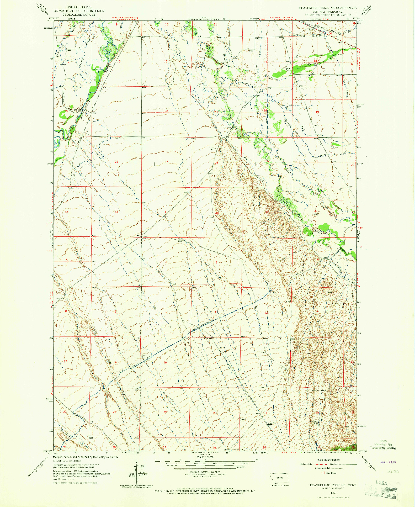 USGS 1:24000-SCALE QUADRANGLE FOR BEAVERHEAD ROCK NE, MT 1962