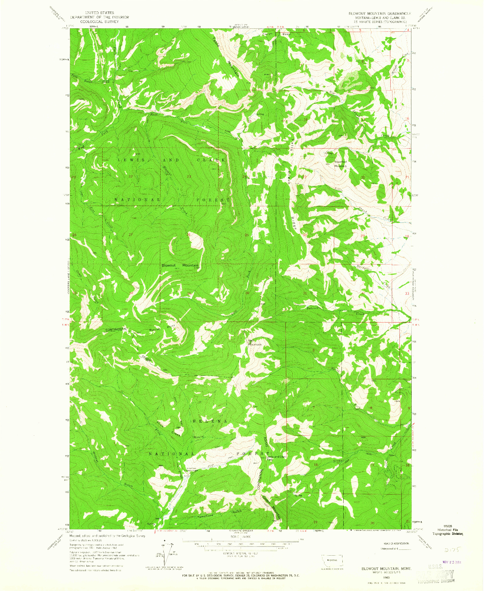 USGS 1:24000-SCALE QUADRANGLE FOR BLOWOUT MOUNTAIN, MT 1963