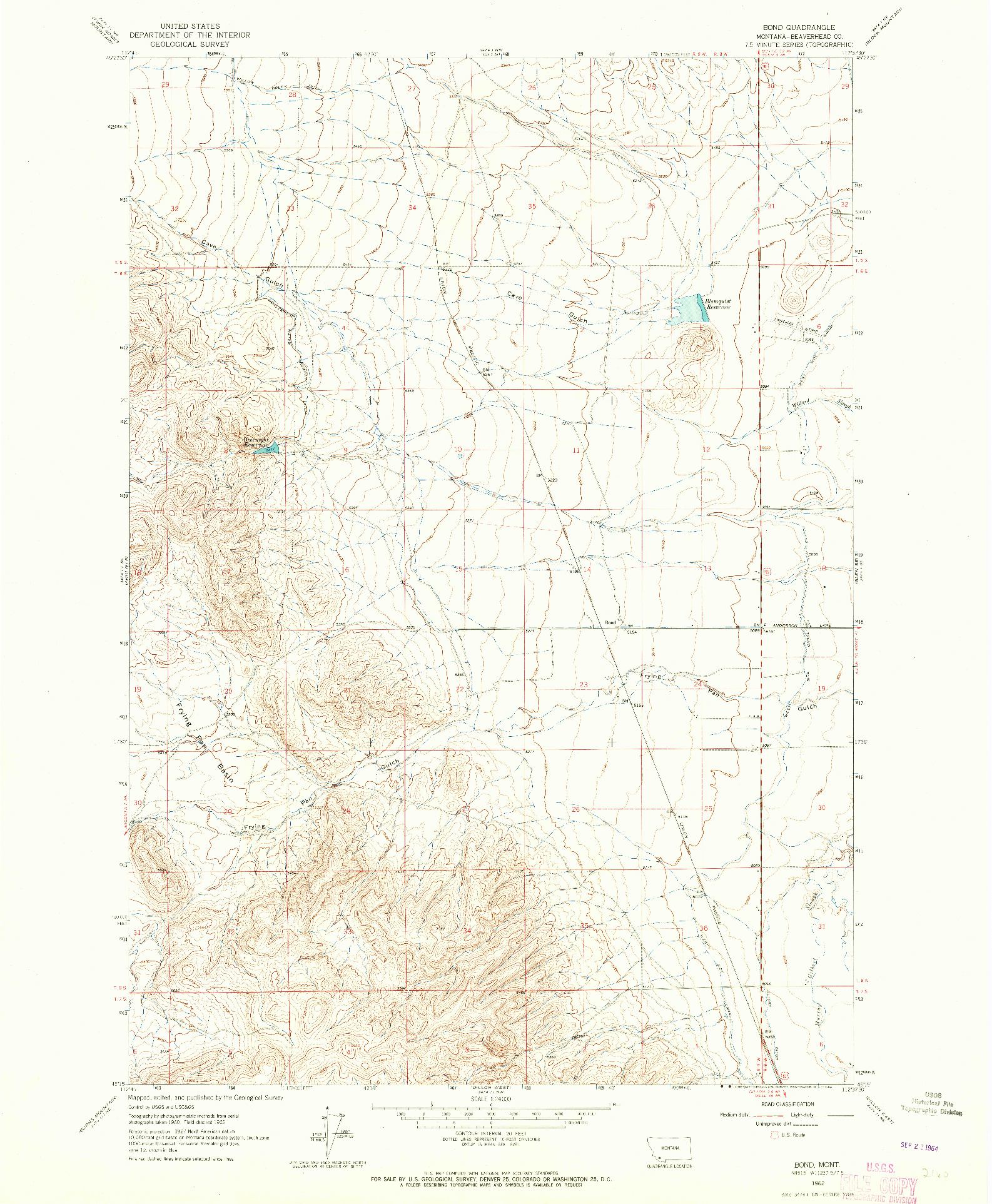 USGS 1:24000-SCALE QUADRANGLE FOR BOND, MT 1962