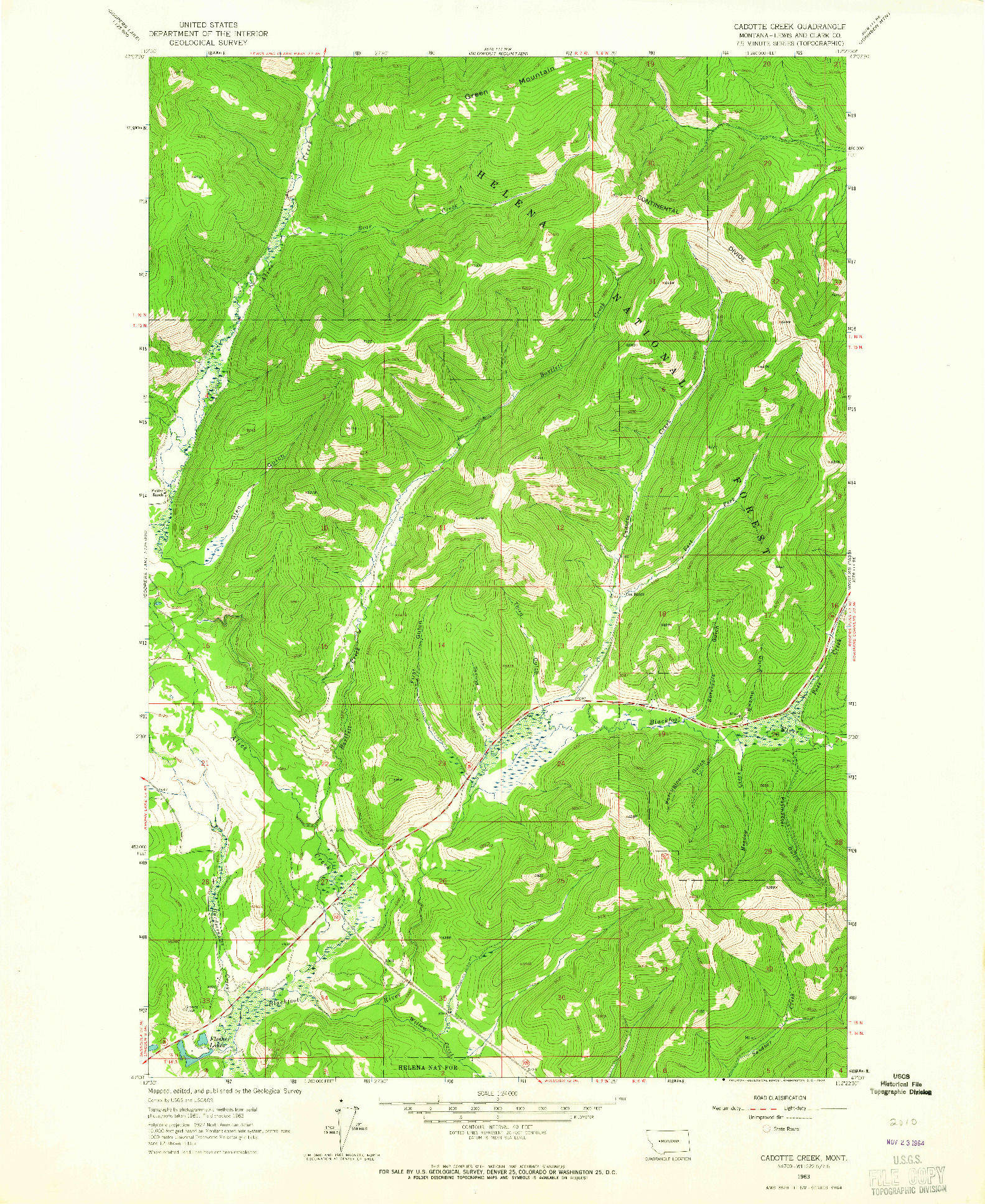USGS 1:24000-SCALE QUADRANGLE FOR CADOTTE CREEK, MT 1963