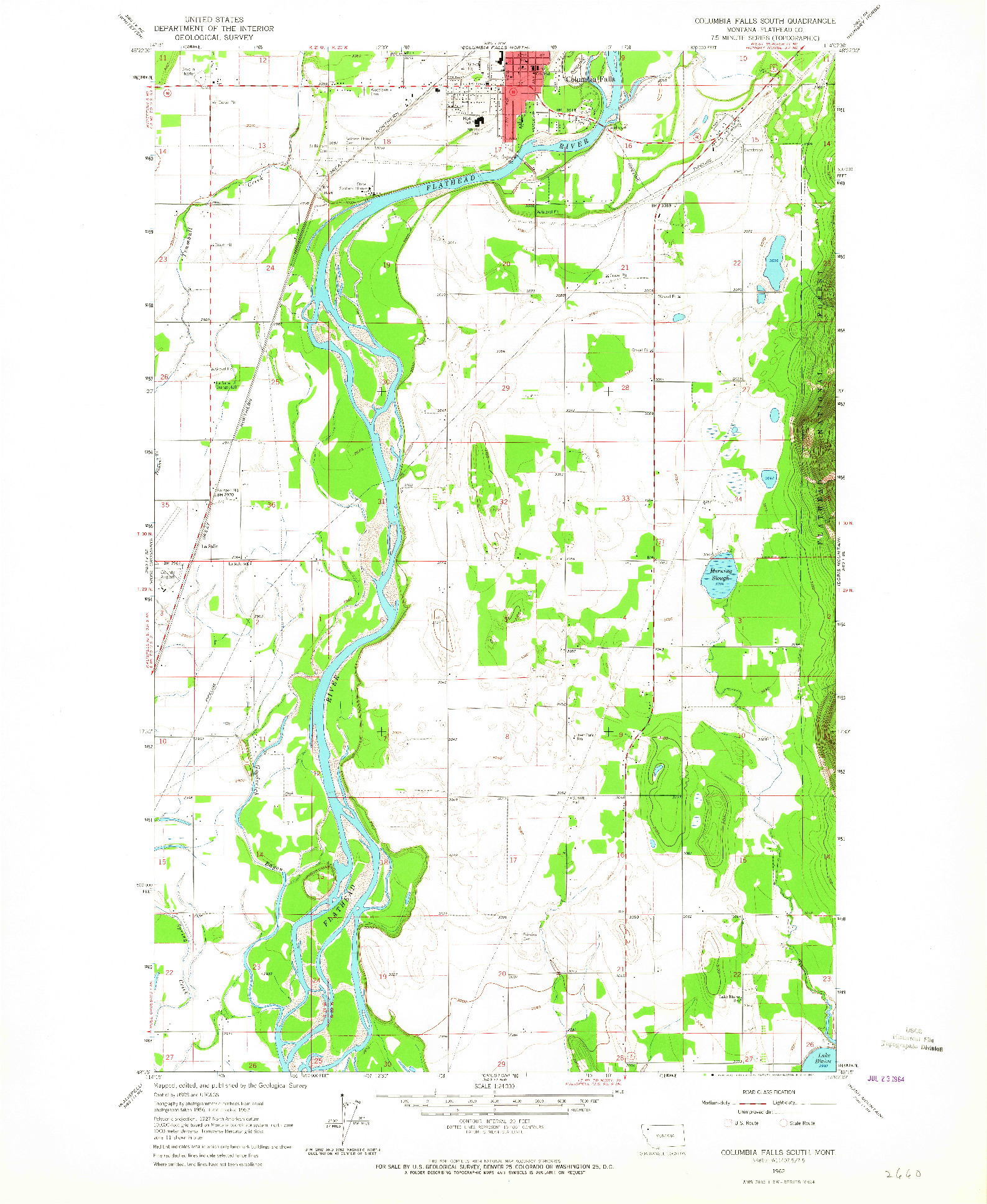 USGS 1:24000-SCALE QUADRANGLE FOR COLUMBIA FALLS SOUTH, MT 1962