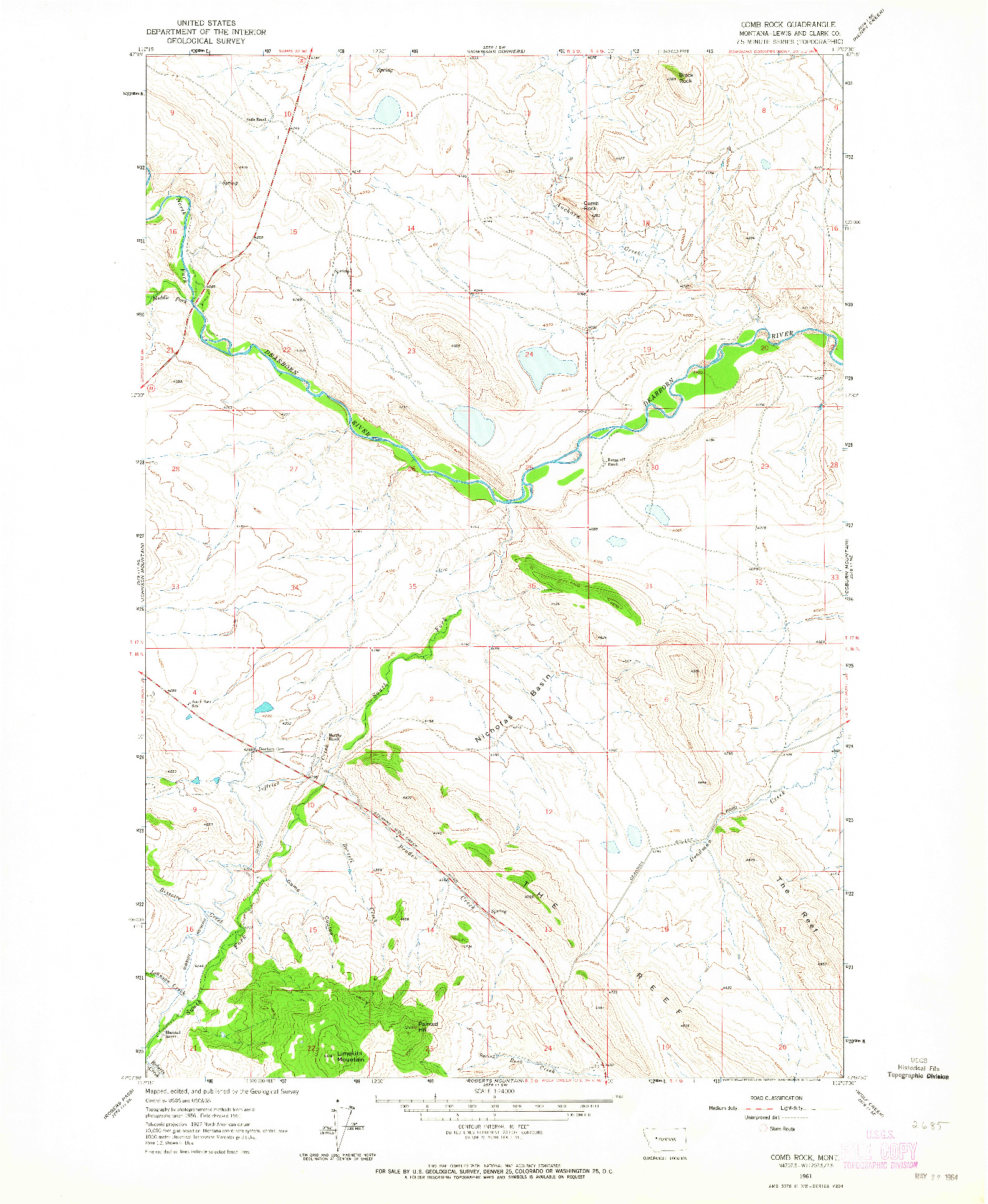 USGS 1:24000-SCALE QUADRANGLE FOR COMB ROCK, MT 1961