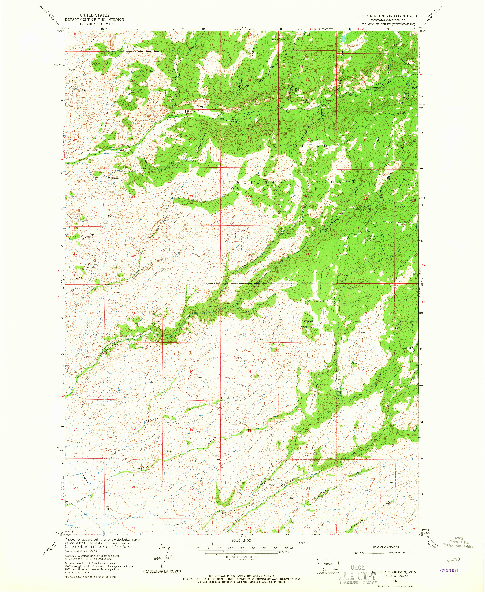 USGS 1:24000-SCALE QUADRANGLE FOR COPPER MOUNTAIN, MT 1963