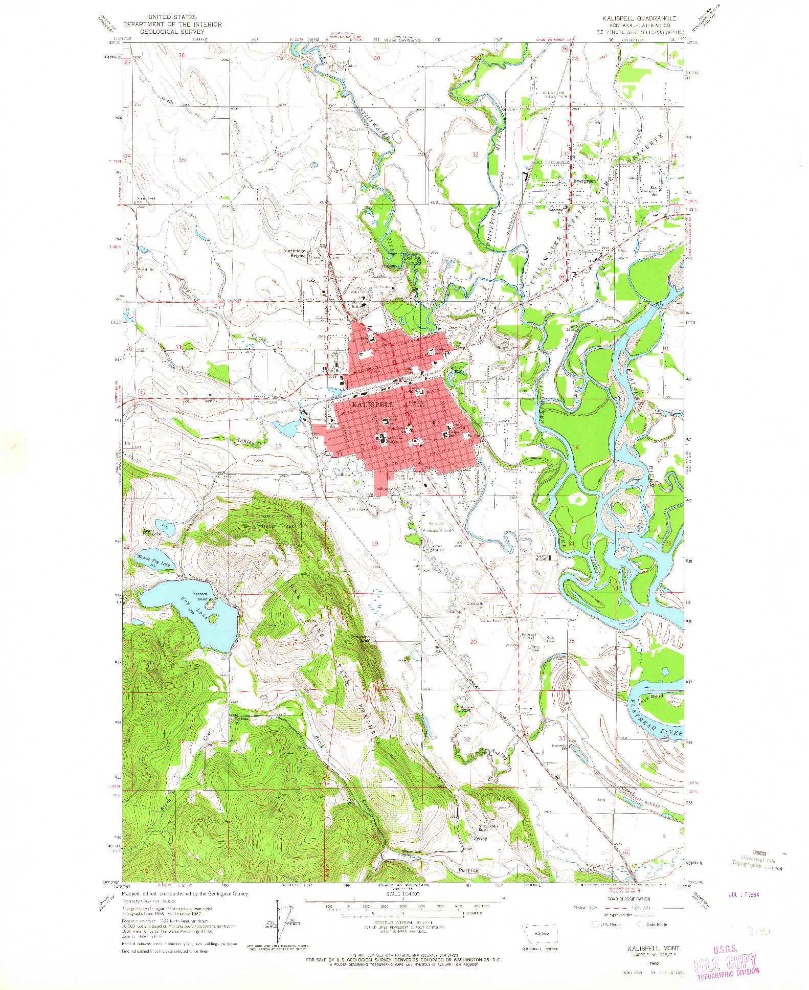 USGS 1:24000-SCALE QUADRANGLE FOR KALISPELL, MT 1962