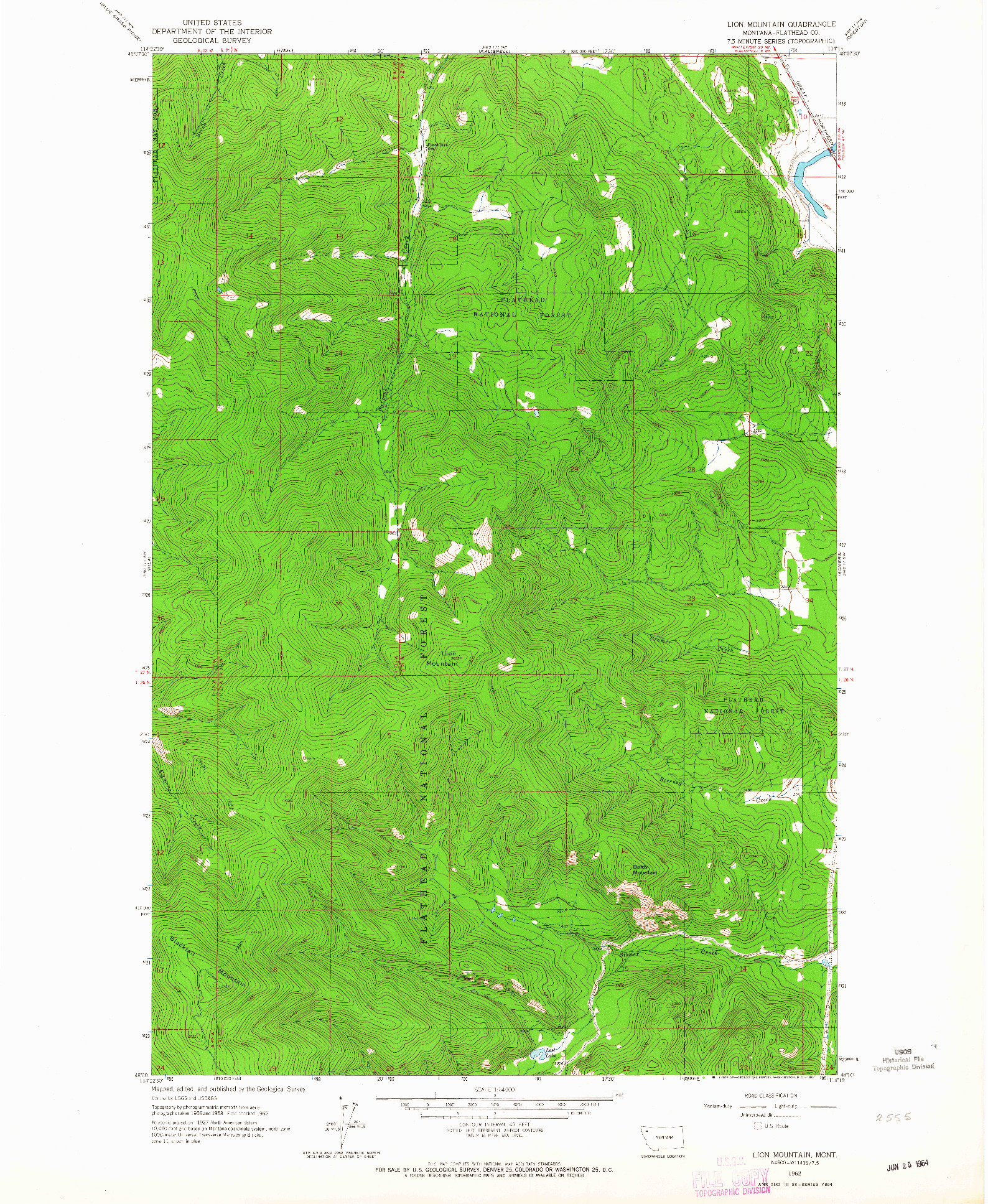 USGS 1:24000-SCALE QUADRANGLE FOR LION MOUNTAIN, MT 1962