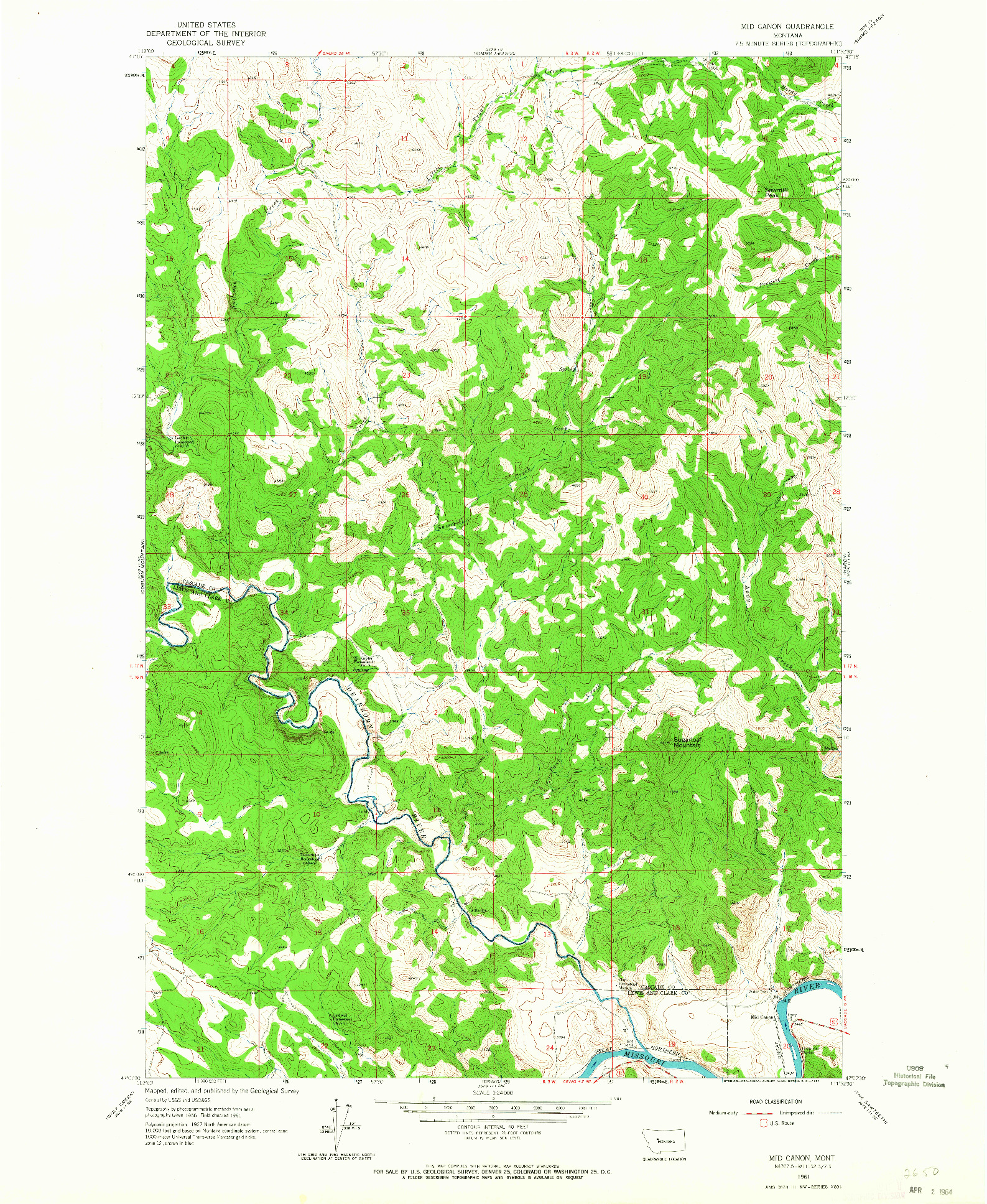 USGS 1:24000-SCALE QUADRANGLE FOR MID CANON, MT 1961