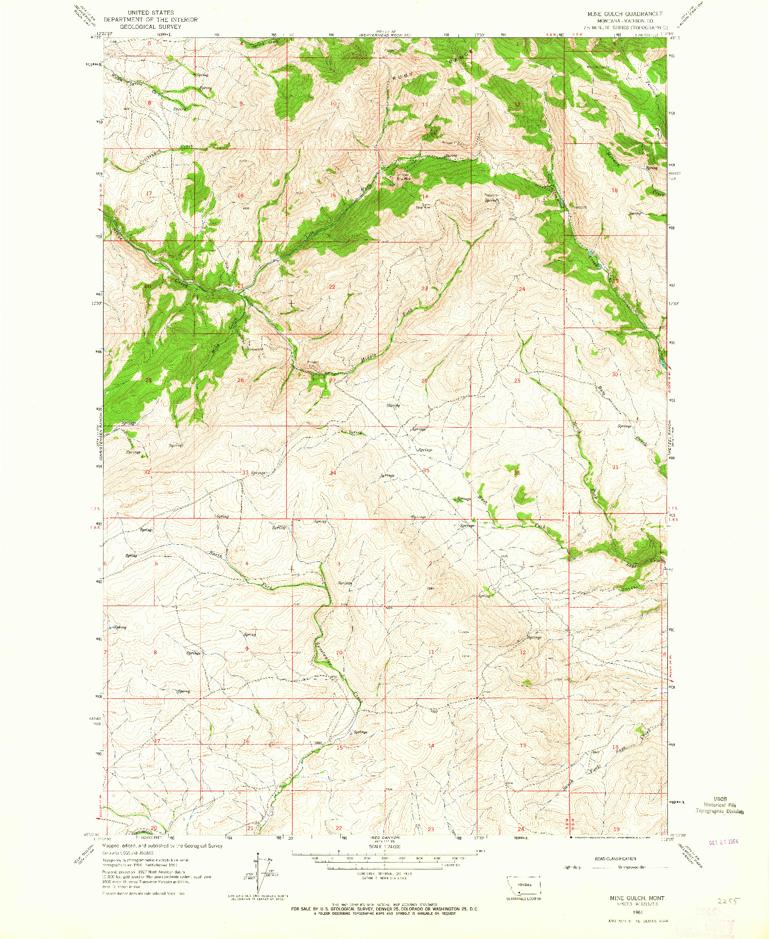 USGS 1:24000-SCALE QUADRANGLE FOR MINE GULCH, MT 1961