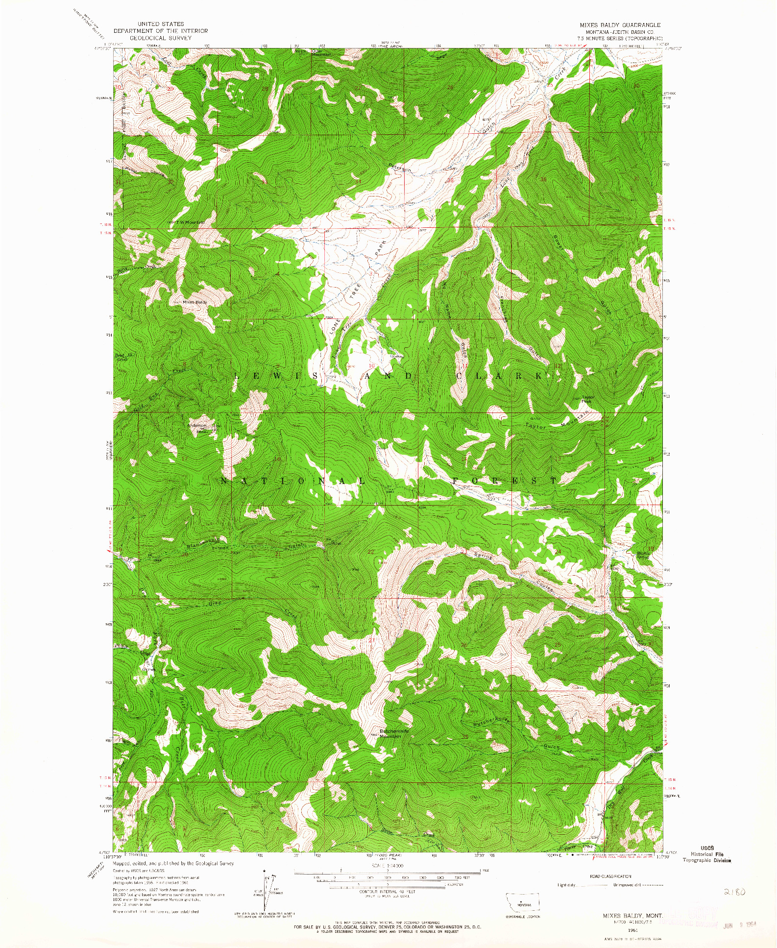 USGS 1:24000-SCALE QUADRANGLE FOR MIXES BALDY, MT 1961